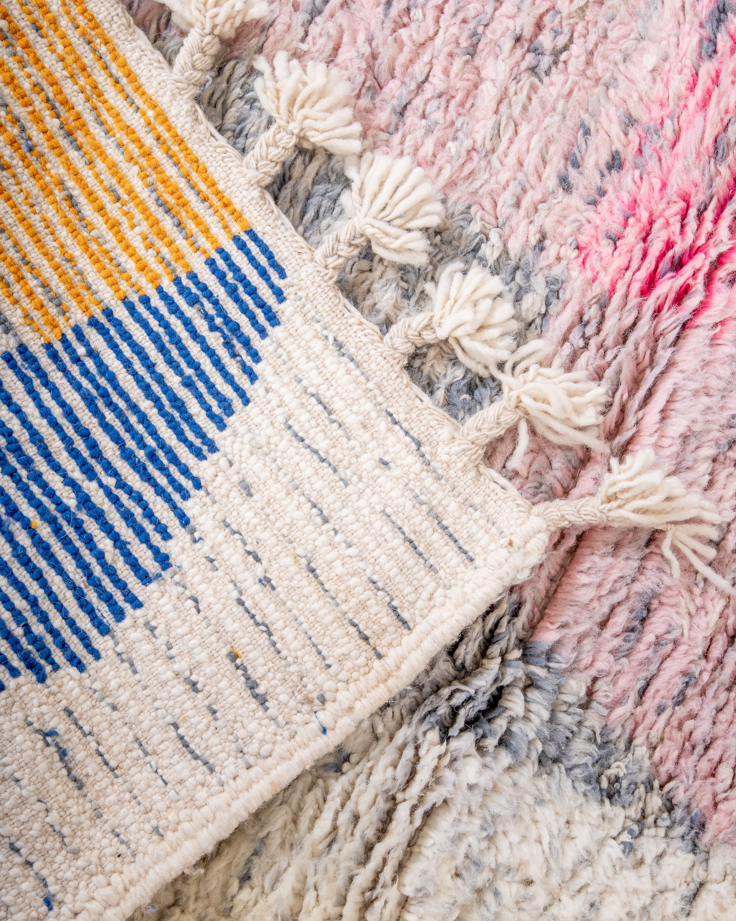 Modern designer handcrafted Berber rug from morocco Beniourain with beautiful colors and patterns