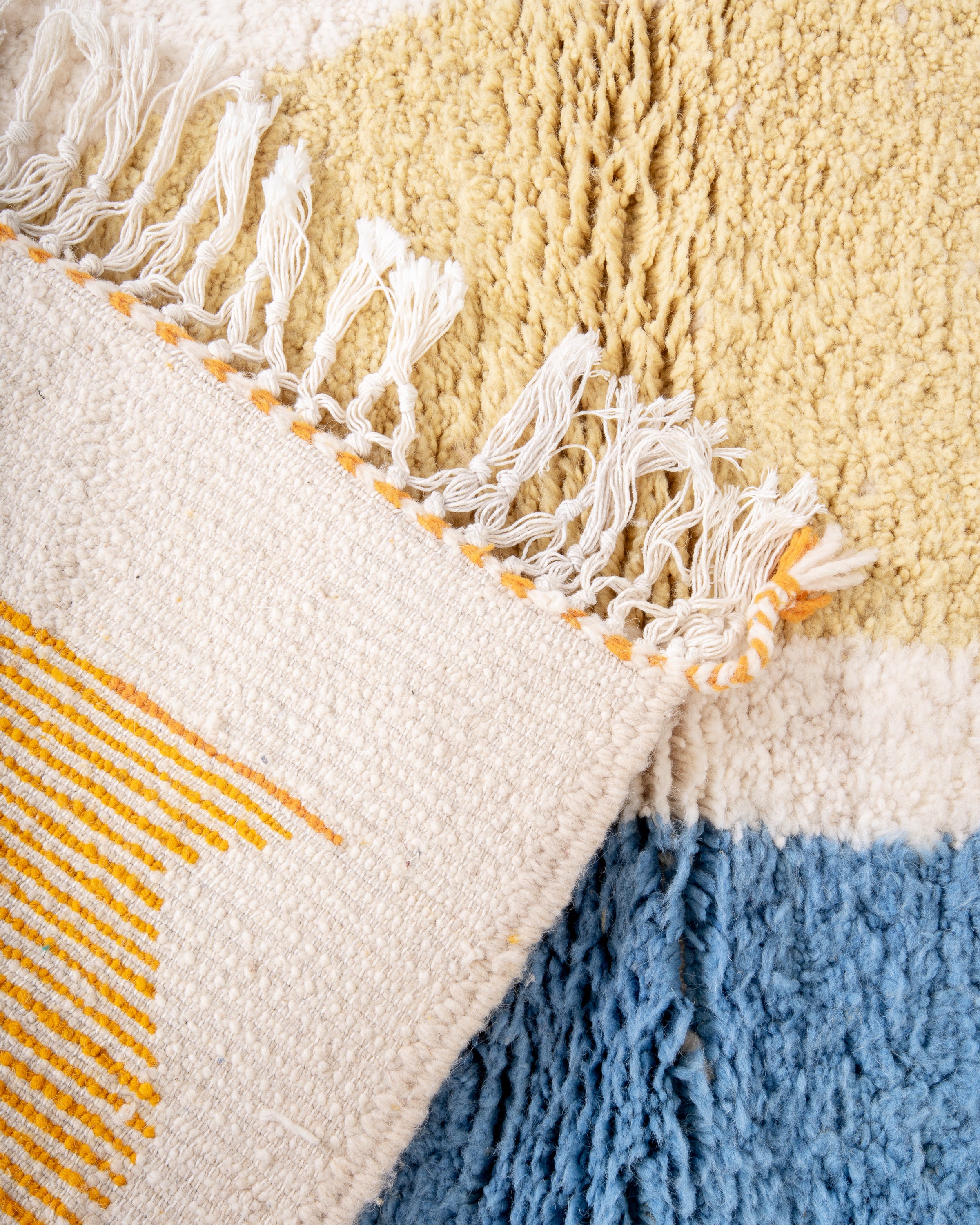 Modern designer handcrafted Berber rug from morocco Beniourain with beautiful colors and patterns