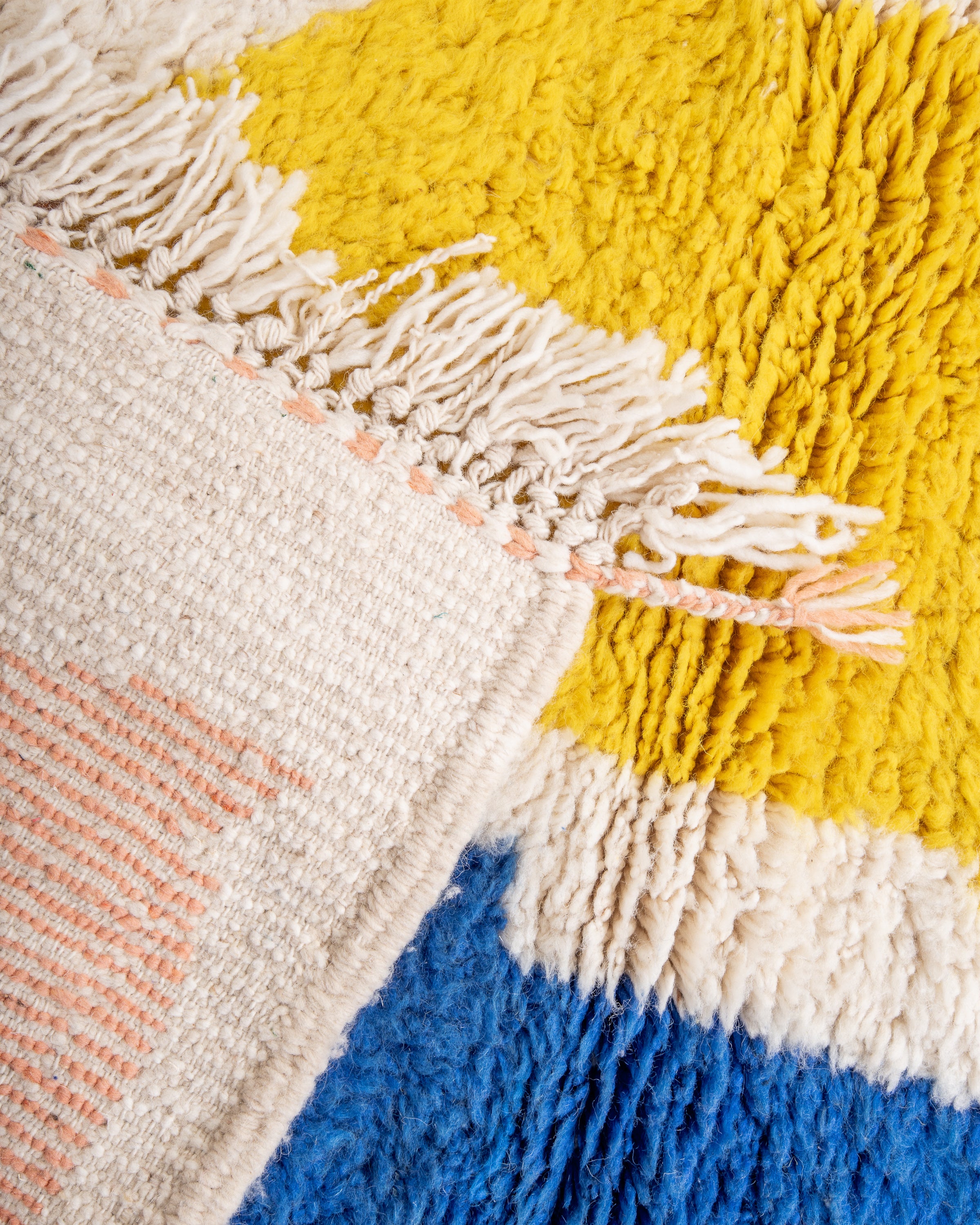 Modern designer handcrafted Berber rug from morocco Beniourain with beautiful colors and patterns