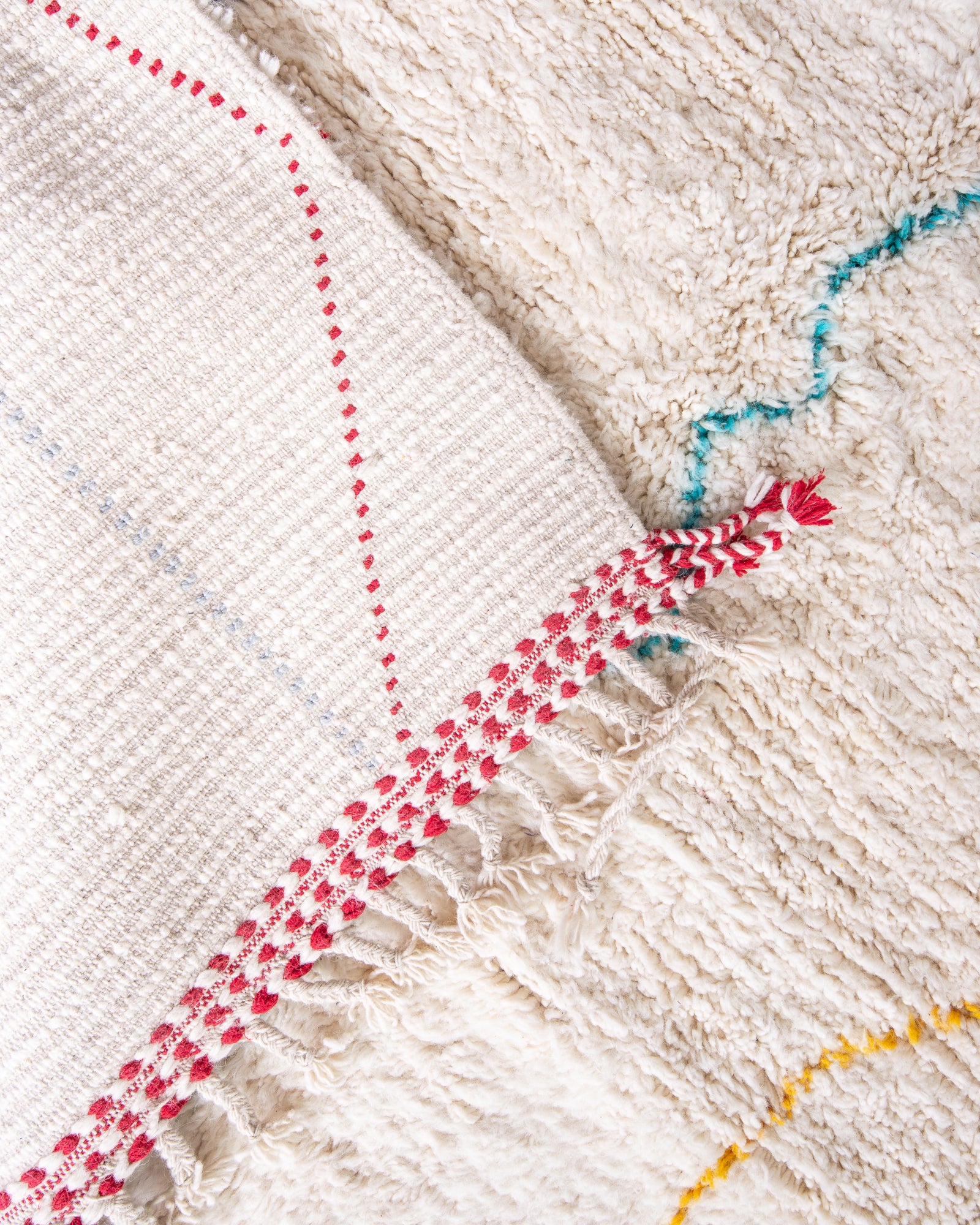 Modern designer handcrafted Berber rug from morocco Beniourain with beautiful colors and patterns