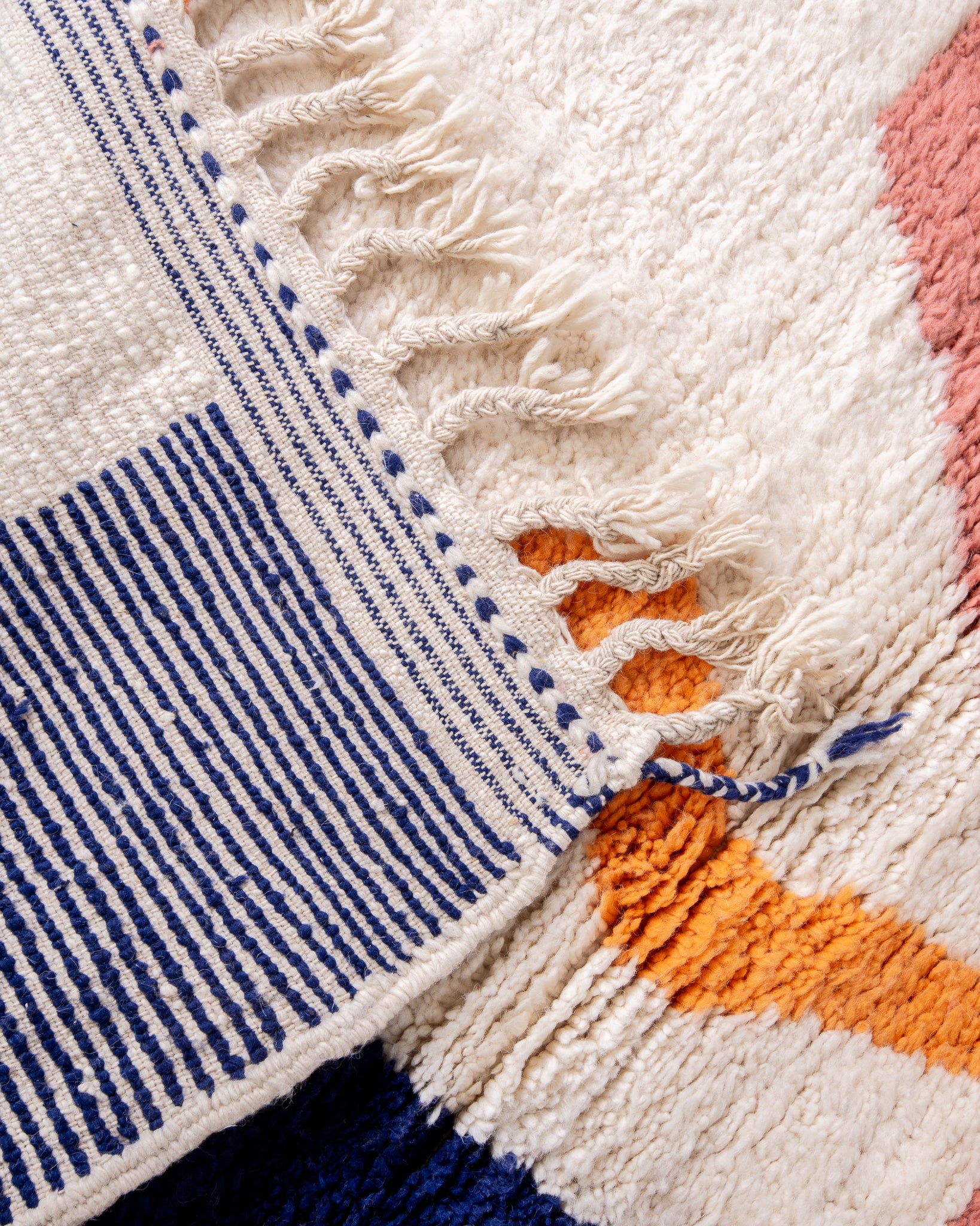 Modern designer handcrafted Berber rug from morocco Beniourain with beautiful colors and patterns