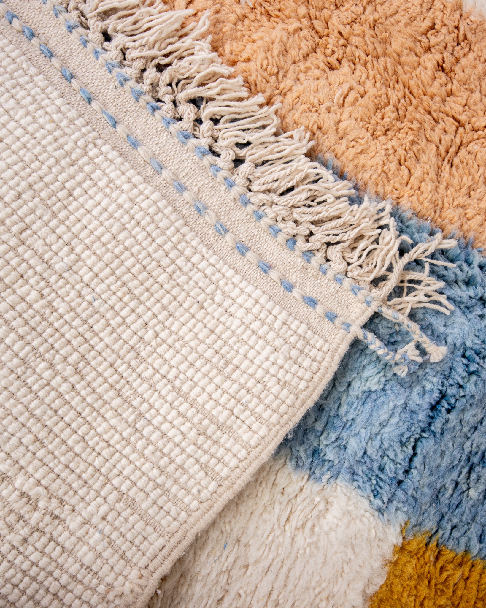 Modern designer handcrafted Berber rug from morocco Beniourain with beautiful colors and patterns