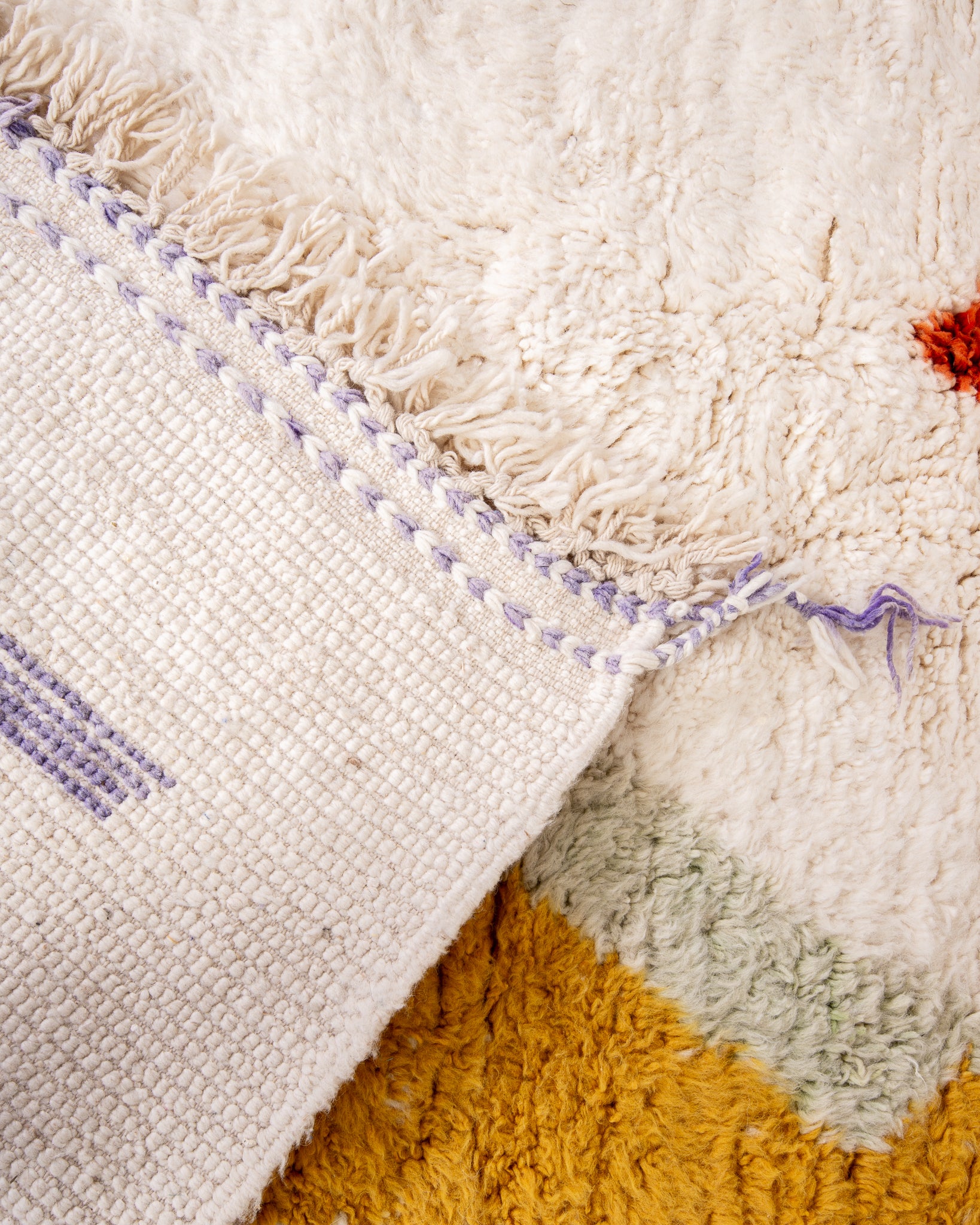 Modern designer handcrafted Berber rug from morocco Beniourain with beautiful colors and patterns