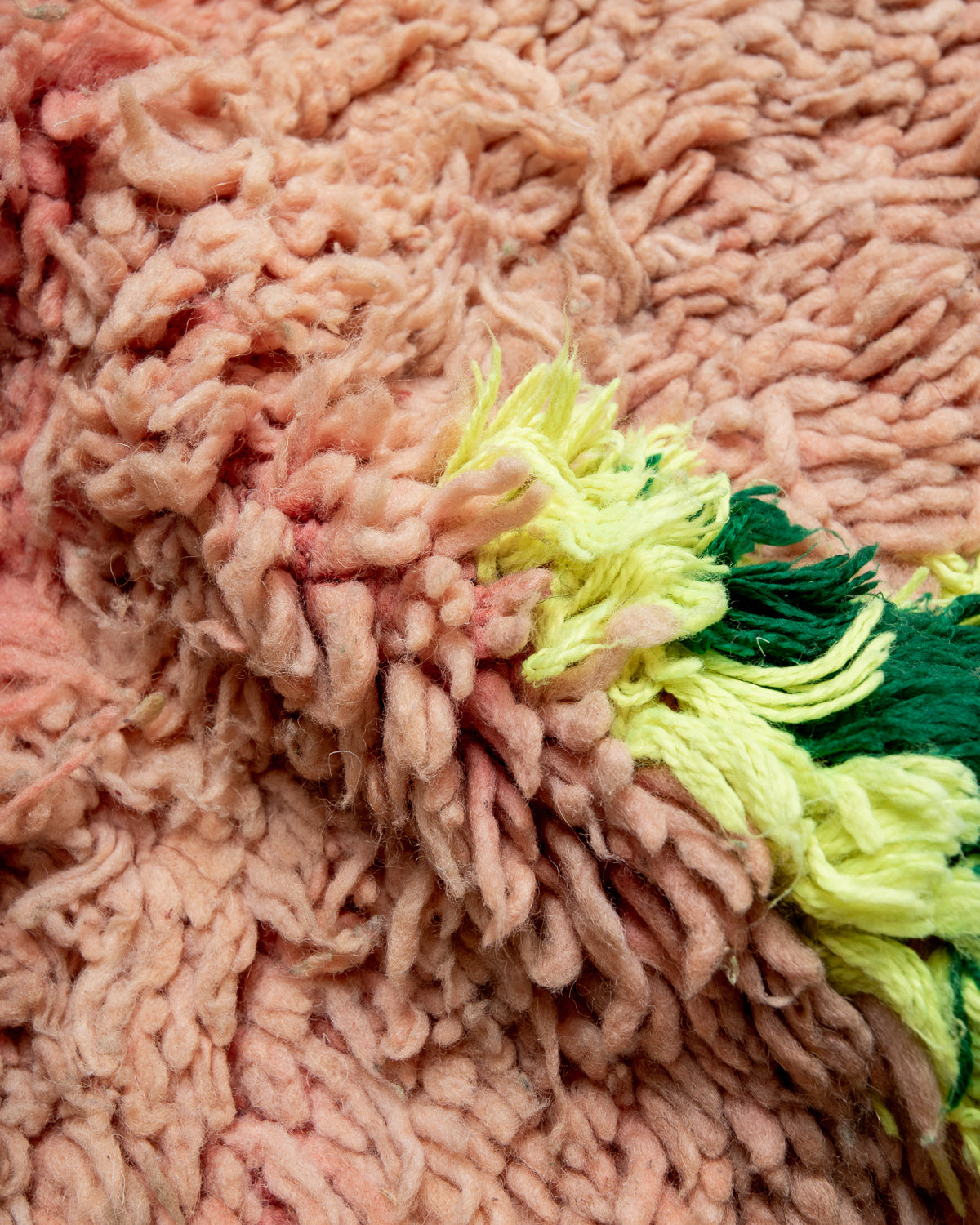 Modern, designer, handcrafted Berber rug from Morocco. Vintage carpet with beautiful colours and patterns and fluffy texture.