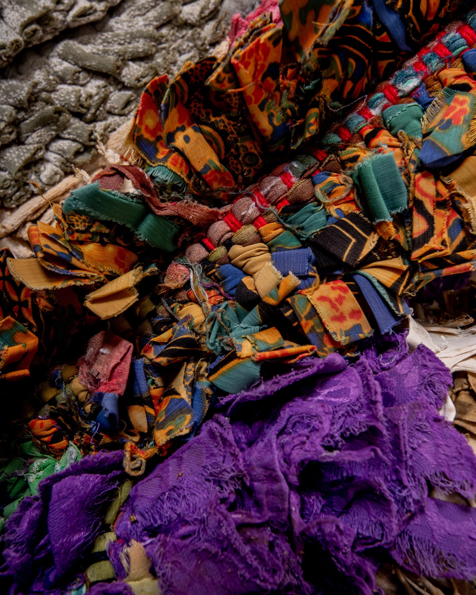 Modern designer handcrafted cotton Berber rug from Morocco. Boucherouite with beautiful colors and patterns.