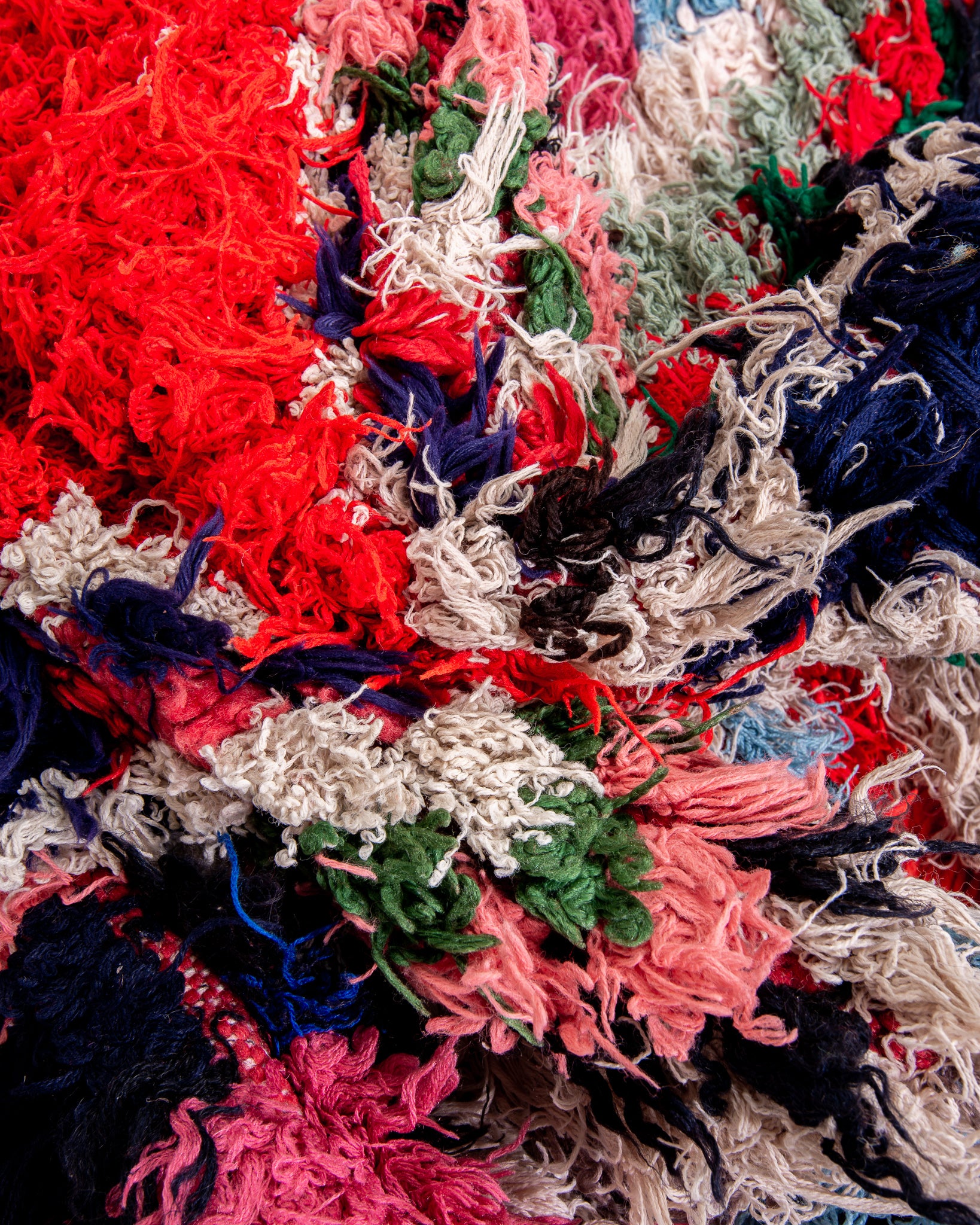 Modern designer handcrafted Berber rug from morocco Boucherouite with beautiful colors and patterns