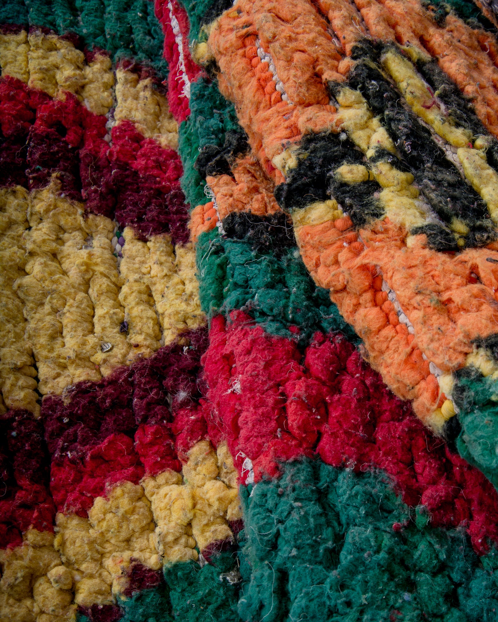 Modern designer handcrafted Berber rug from morocco Boucherouite with beautiful colors and patterns