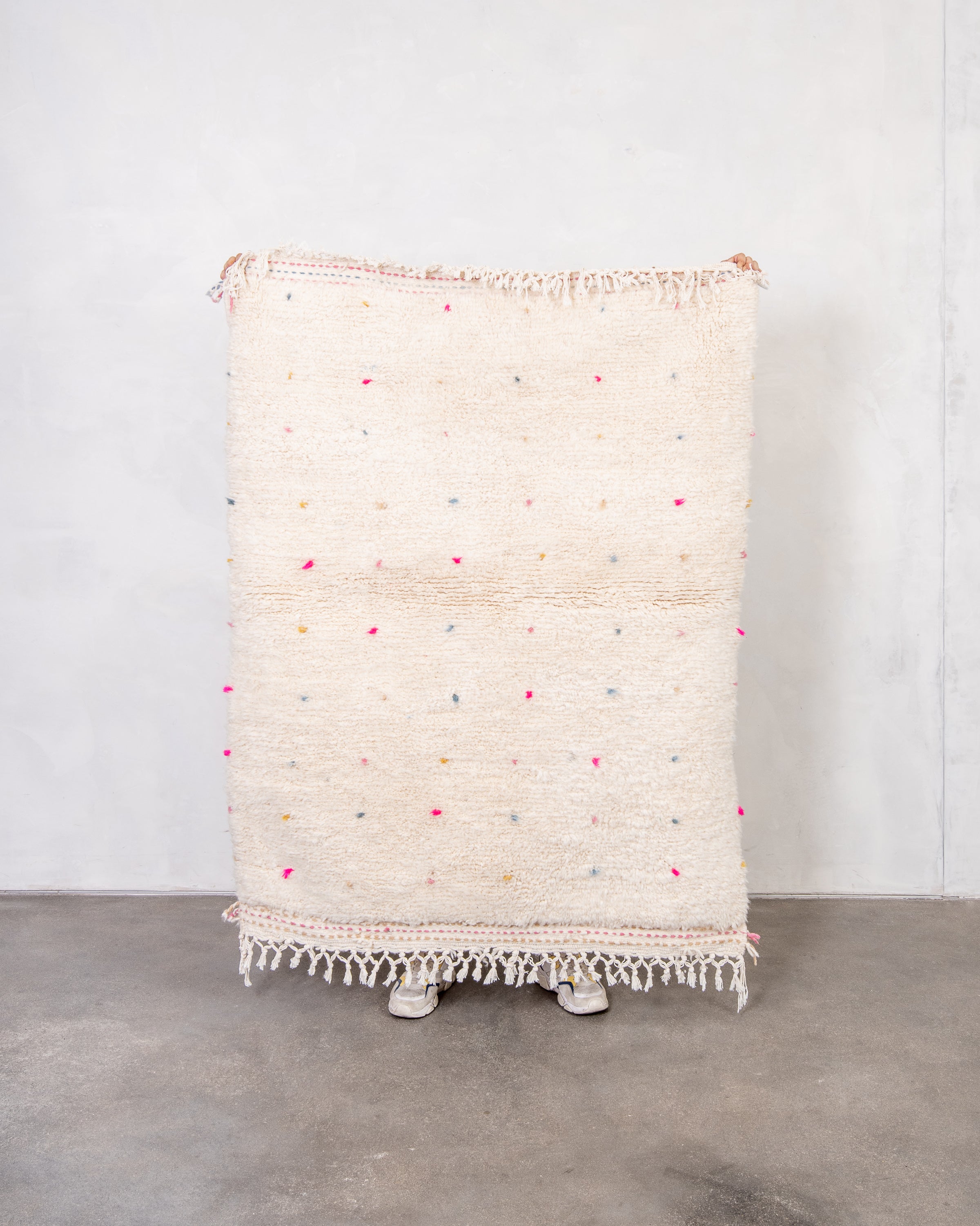 Modern designer handcrafted Berber rug from morocco Beniourain with beautiful colors and patterns