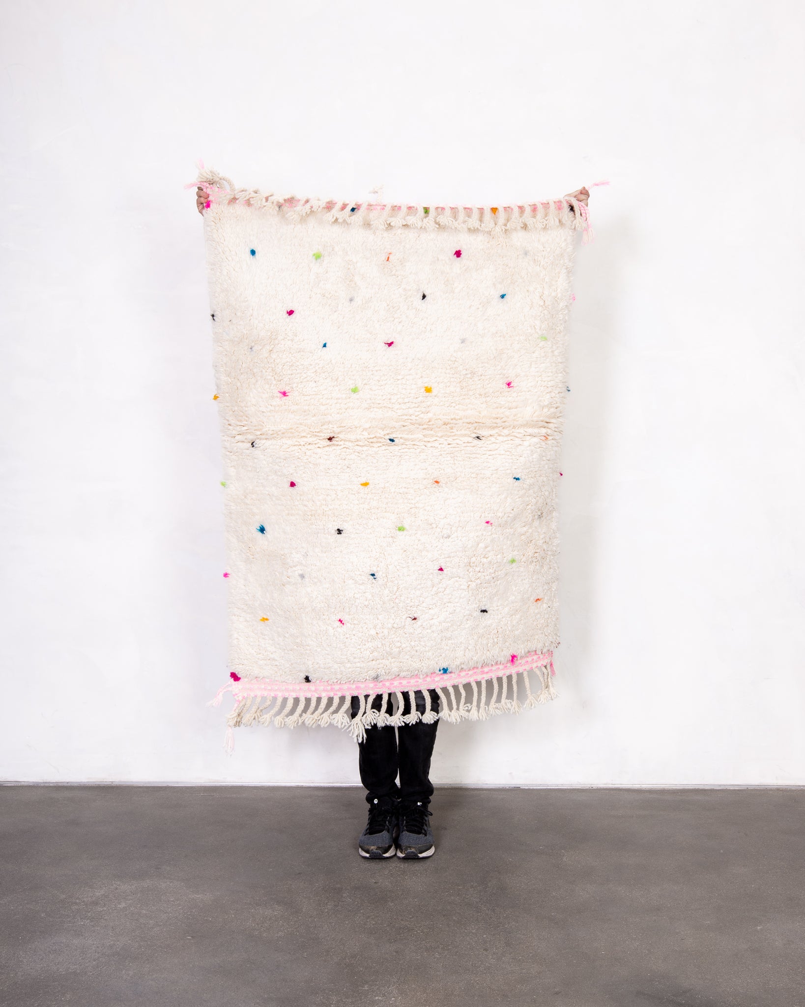 Modern designer handcrafted Berber rug from morocco Beniourain with beautiful colors and patterns