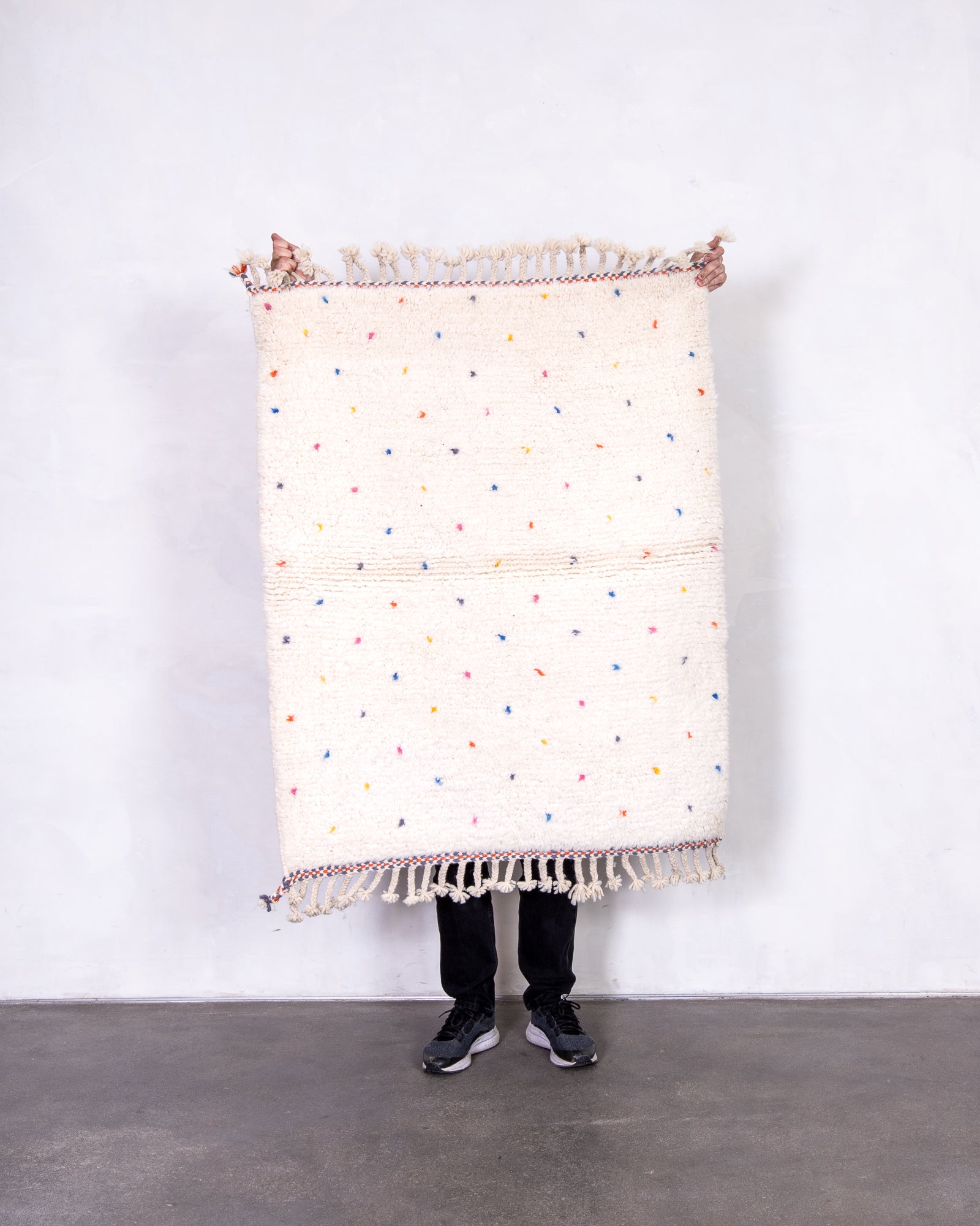 Modern designer handcrafted Berber rug from morocco Beniourain with beautiful colors and patterns