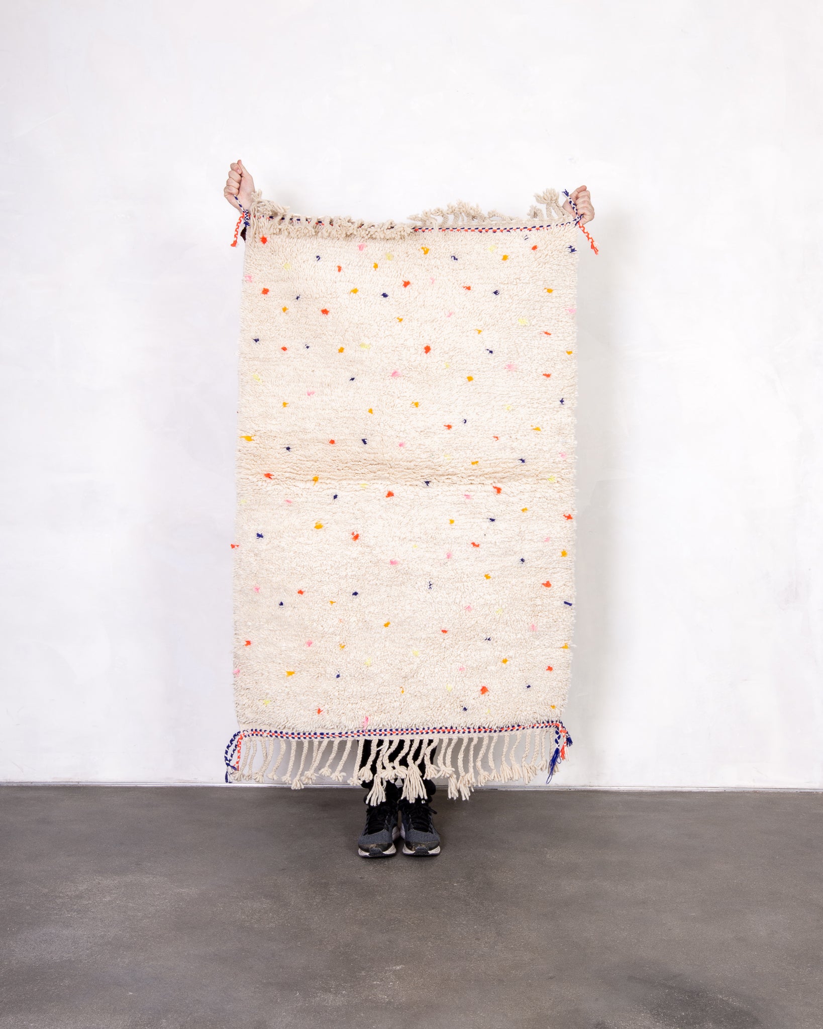 Modern designer handcrafted Berber rug from morocco Beniourain with beautiful colors and patterns