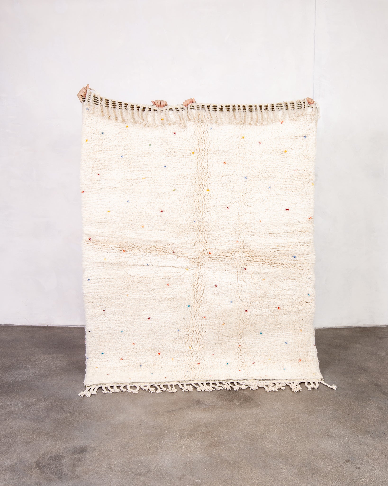 Modern designer handcrafted Berber rug from morocco Beniourain with beautiful colors and patterns