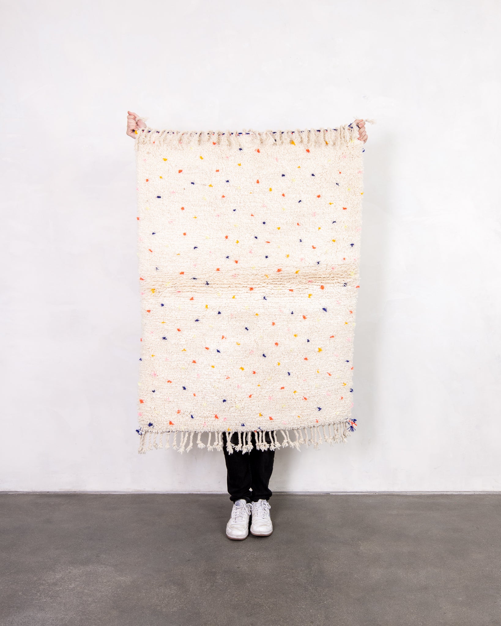 Modern designer handcrafted Berber rug from morocco Beniourain with beautiful colors and patterns