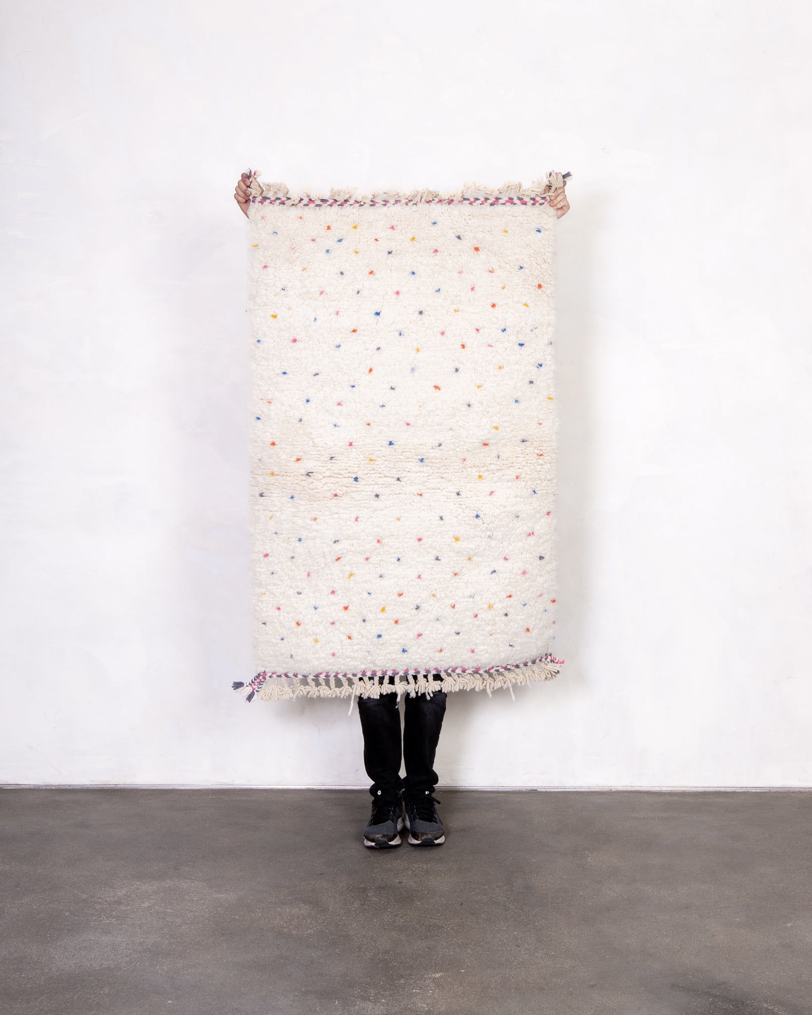 Modern designer handcrafted Berber rug from morocco Beniourain with beautiful colors and patterns