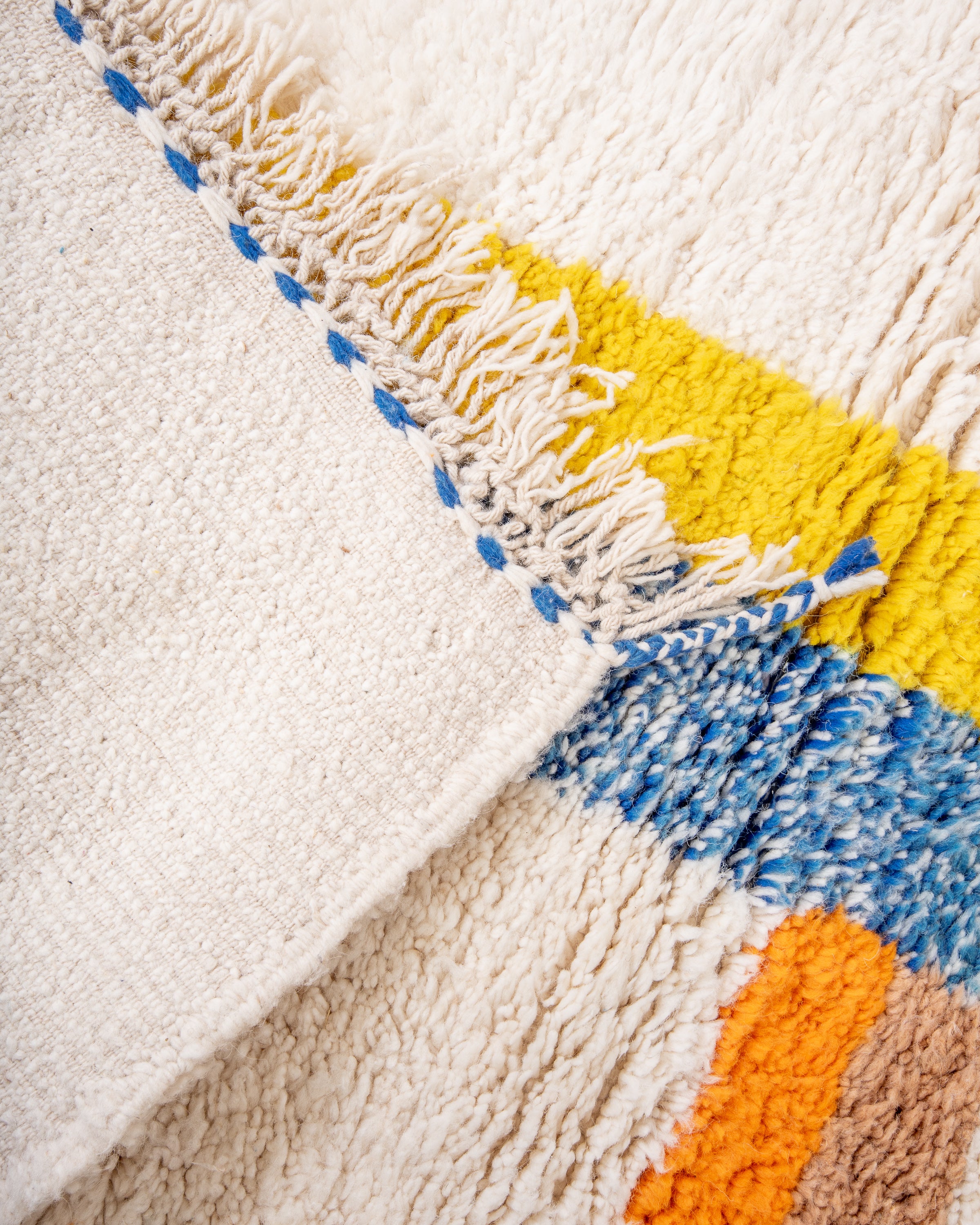 Modern designer handcrafted Berber rug from morocco Beniourain with beautiful colors and patterns