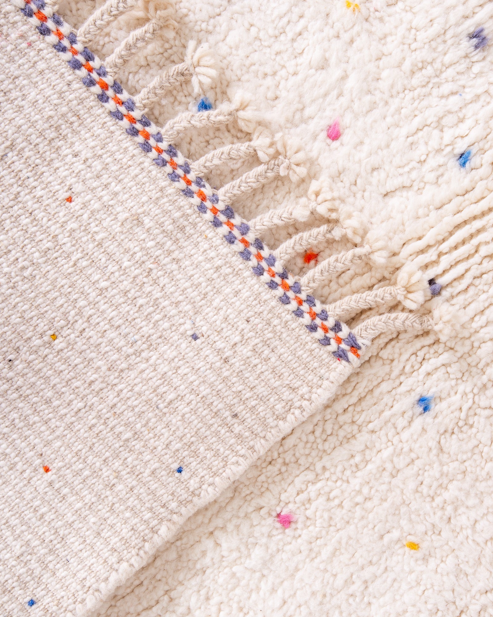 Modern designer handcrafted Berber rug from morocco Beniourain with beautiful colors and patterns