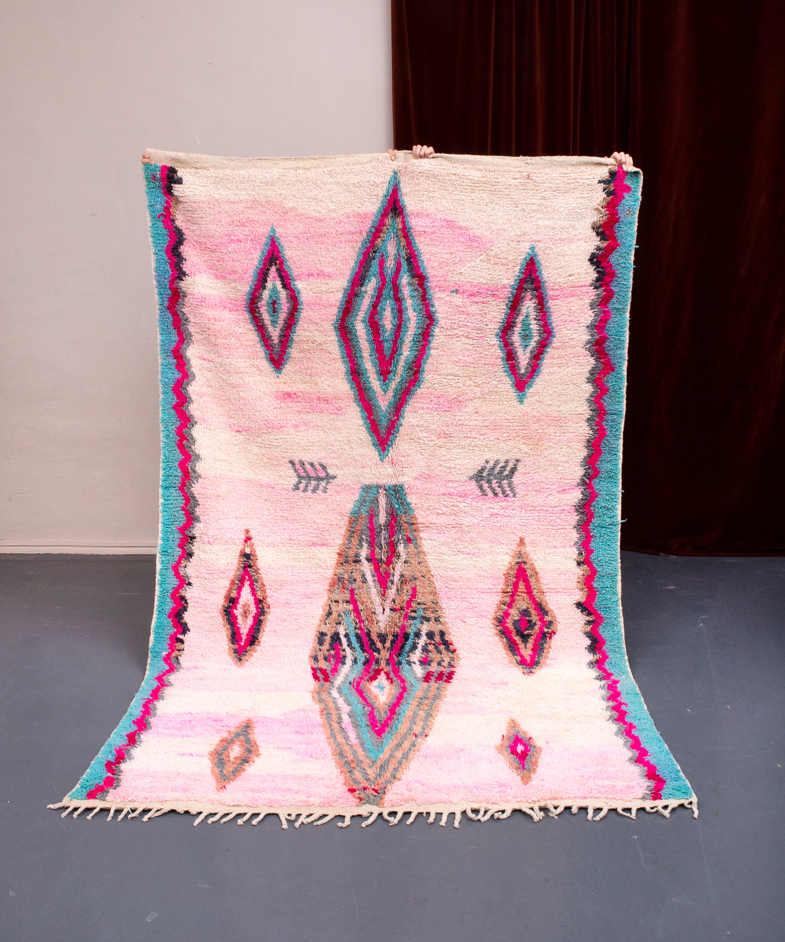 Modern designer handcrafted Berber rug from morocco Boujad with beautiful colors and patterns