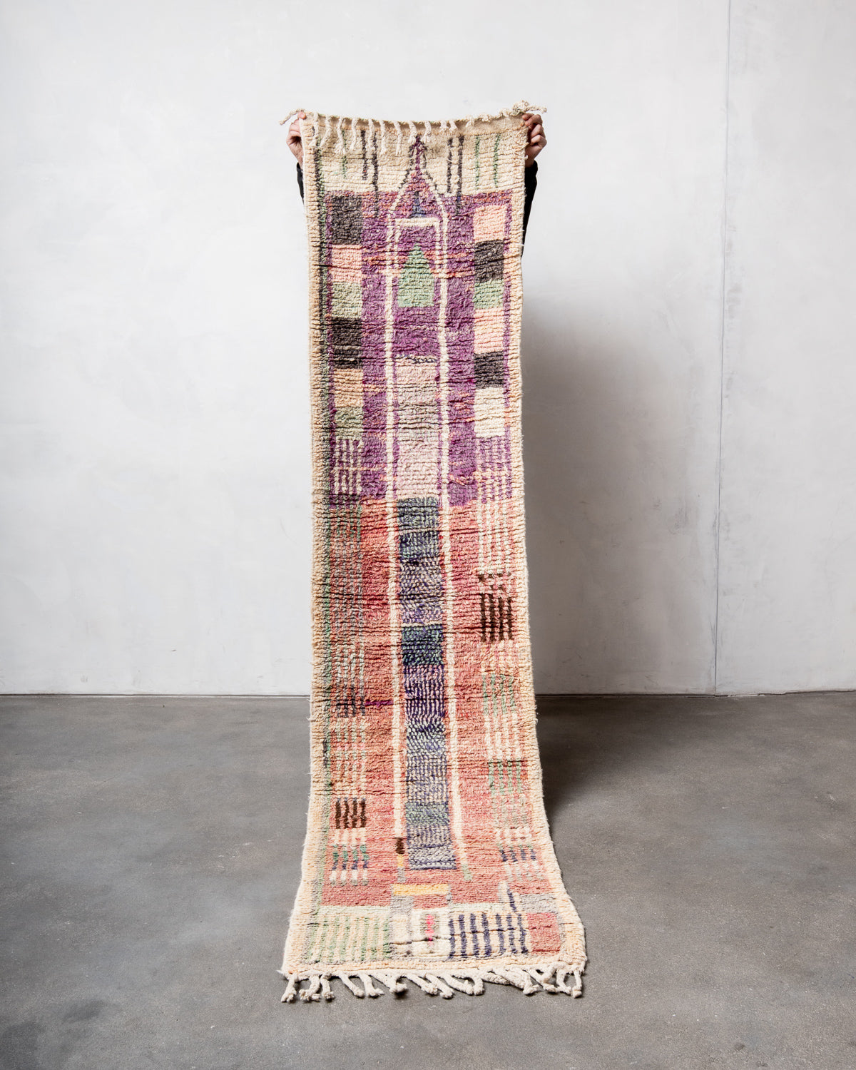 Modern designer handcrafted Berber rug from Morocco. Boujed with beautiful colours and patterns.