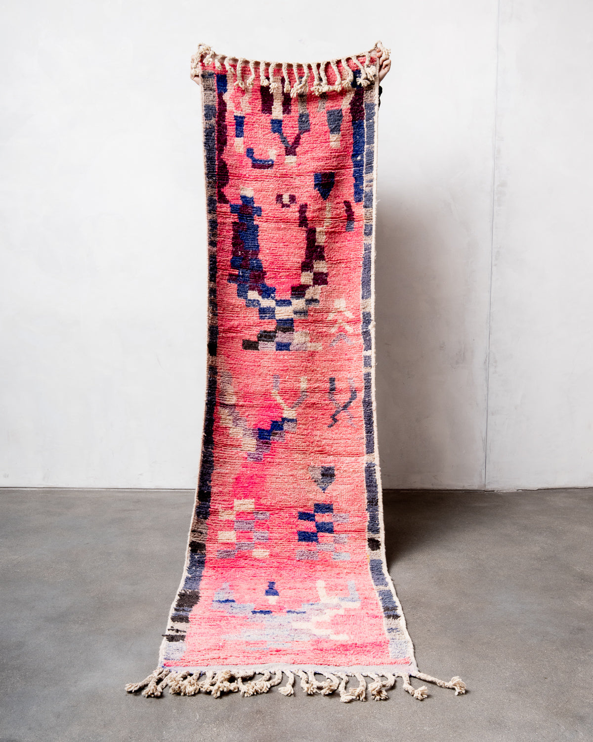 Modern designer handcrafted Berber rug from Morocco. Boujed with beautiful colours and patterns.