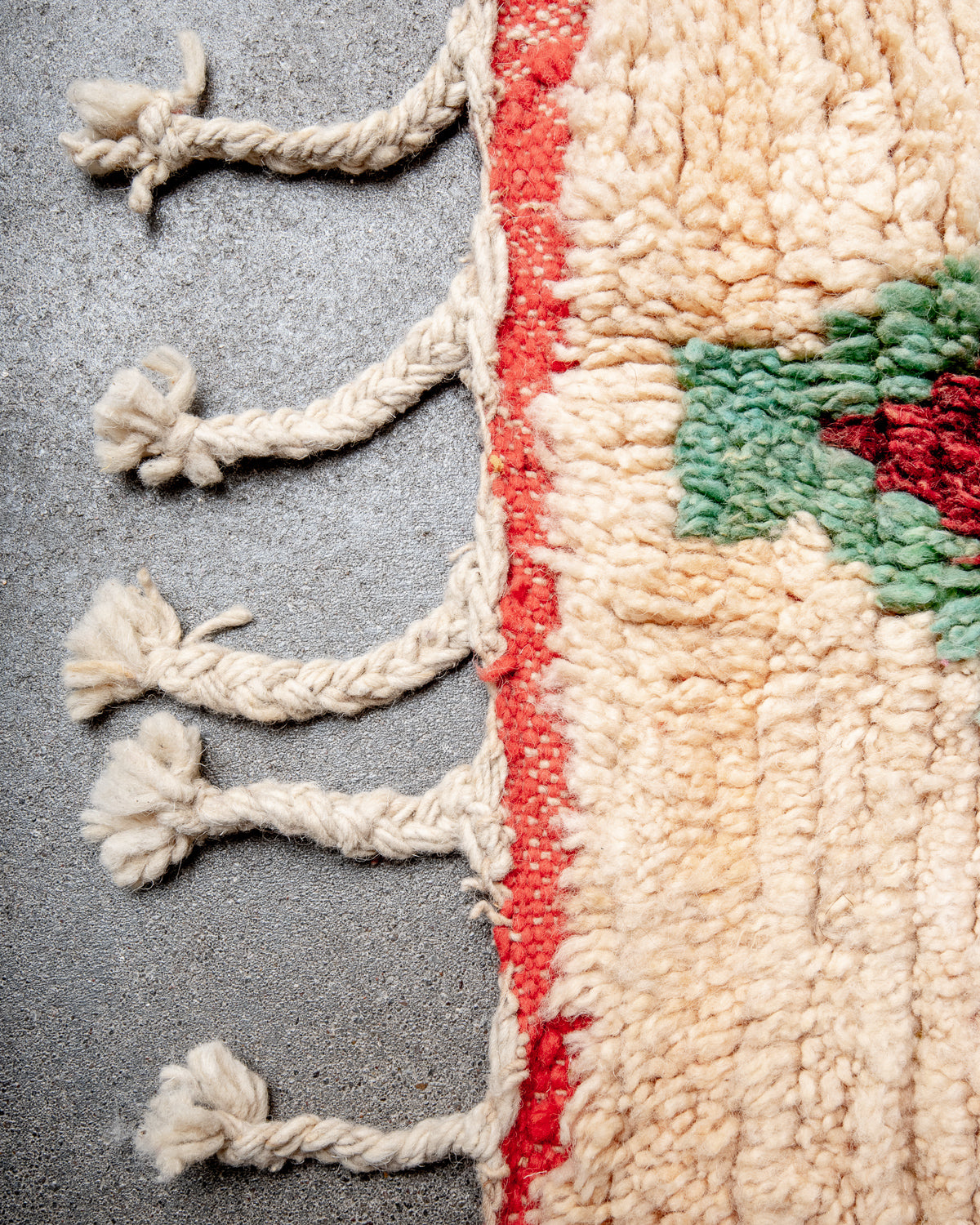 Modern, designer, handcrafted Berber rug from Morocco. Vintage carpet with beautiful colours and patterns and fluffy texture.