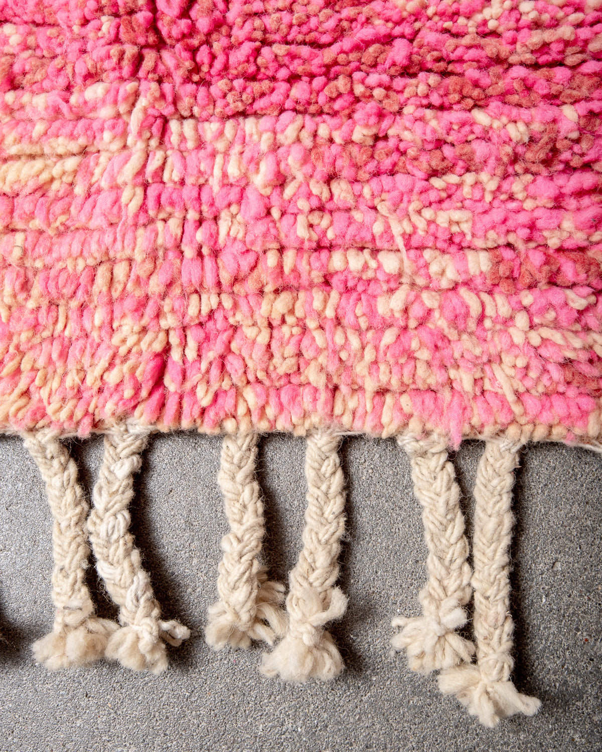 Modern, designer, handcrafted Berber rug from Morocco. Vintage carpet with beautiful colours and patterns and fluffy texture.