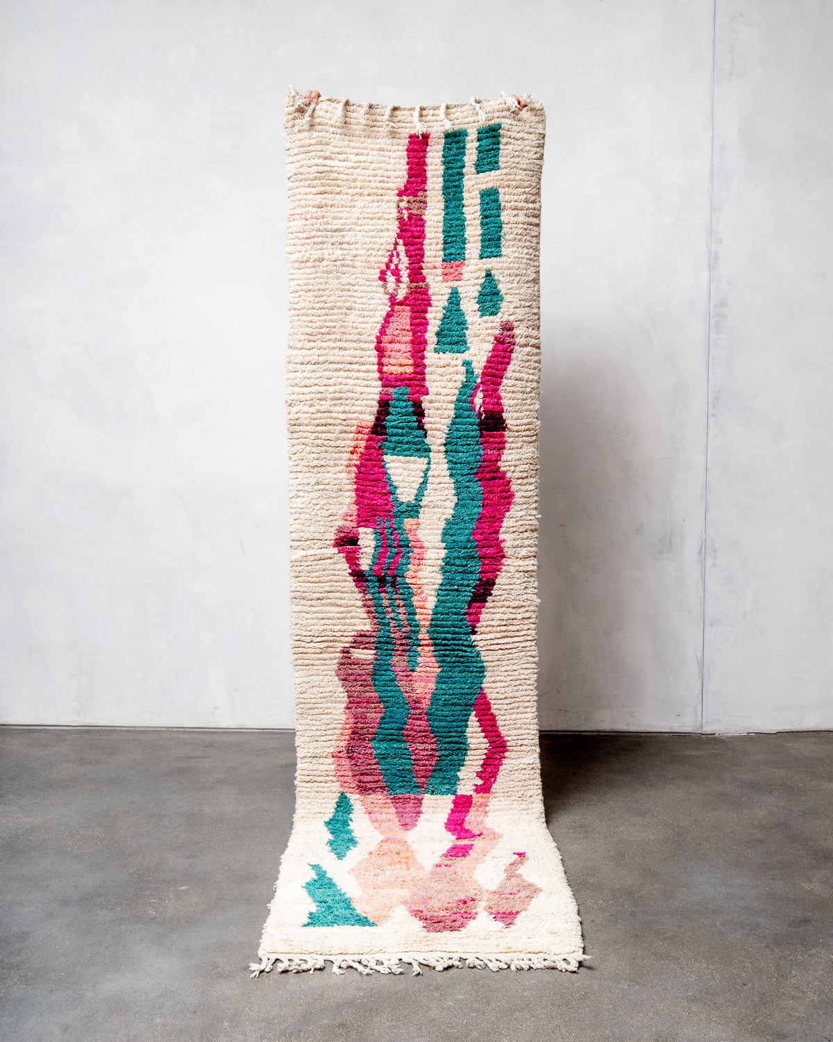 Modern designer handcrafted Berber rug from Morocco. Boujad with beautiful colours and patterns.