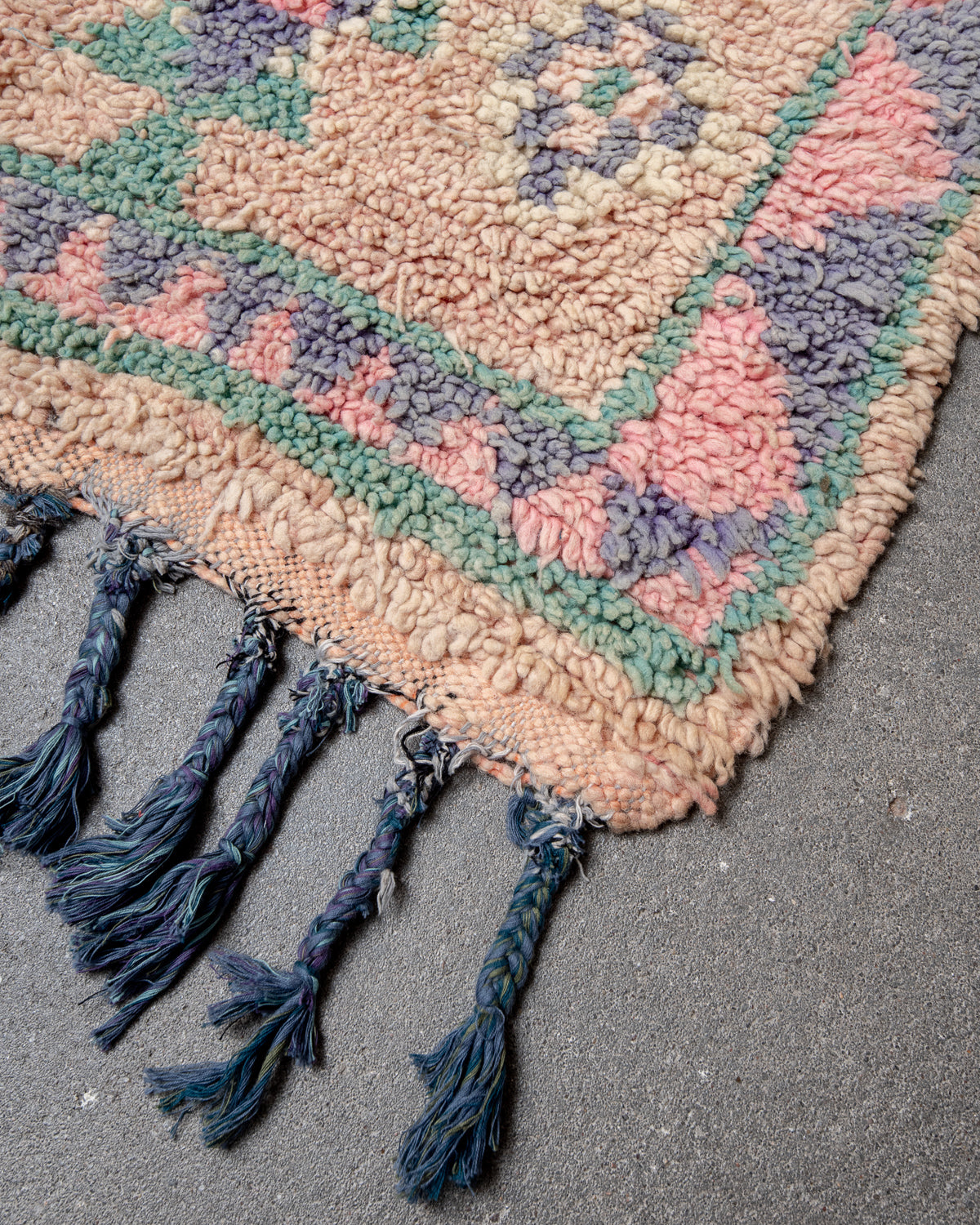 Modern, designer, handcrafted Berber runner rug from Morocco. Vintage carpet with beautiful colours and patterns and fluffy texture.