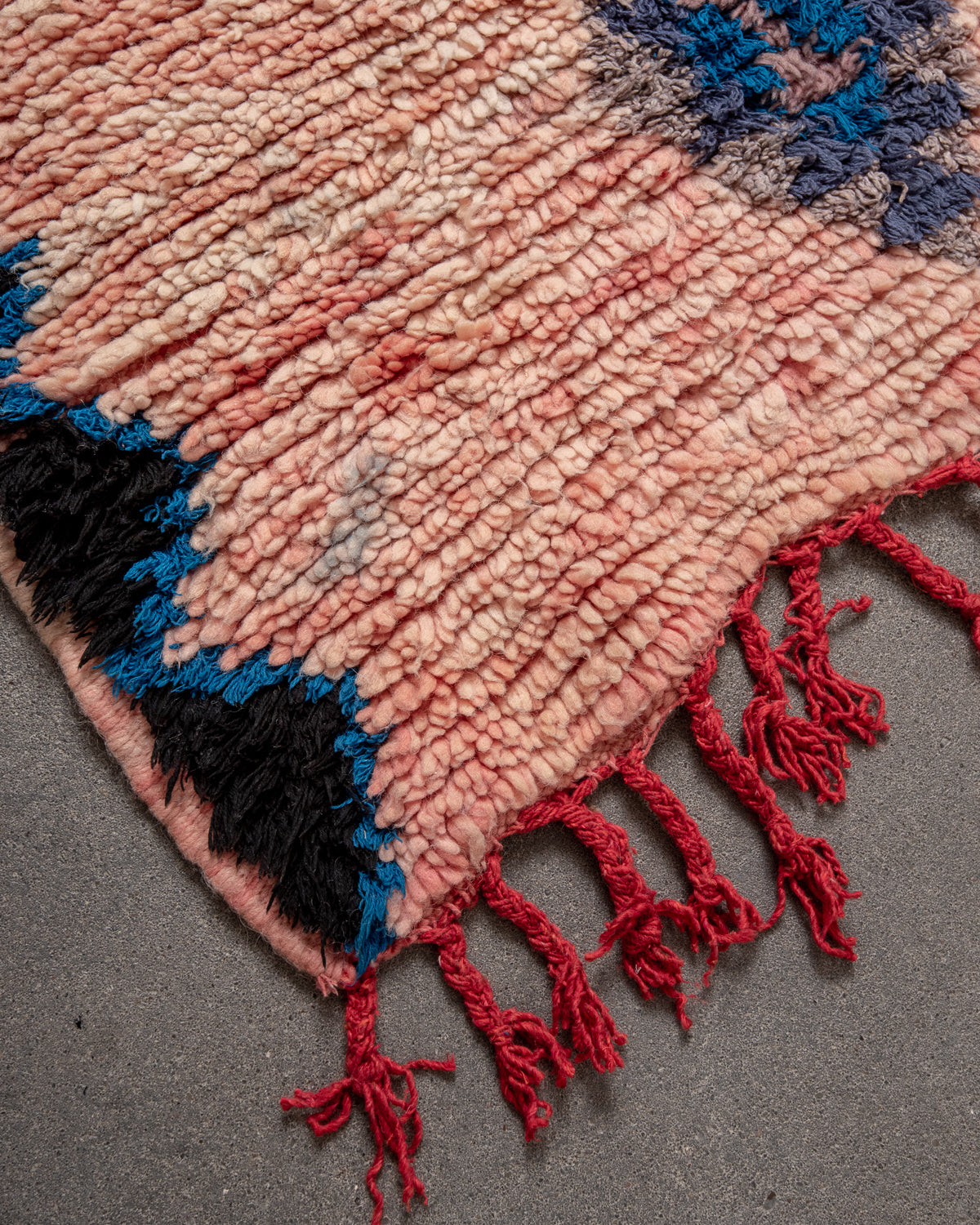 Modern, designer, handcrafted Berber runner rug from Morocco. Vintage carpet with beautiful colours and patterns and fluffy texture.