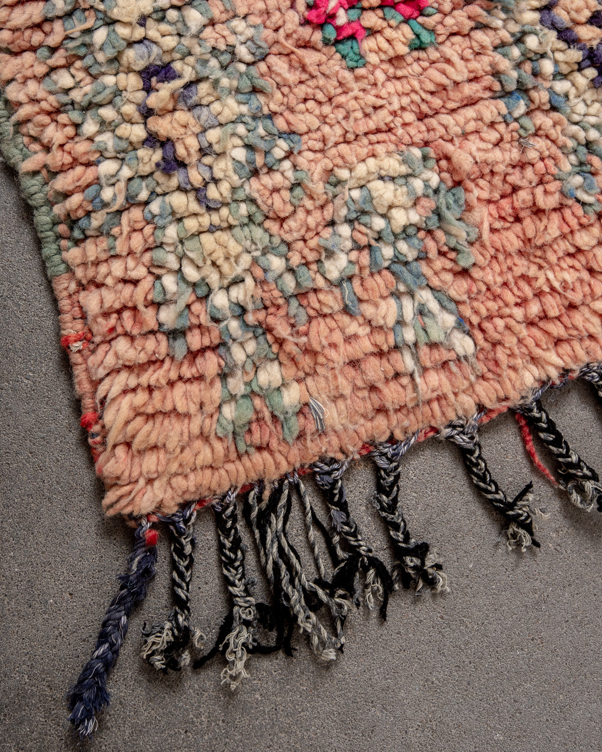 Modern, designer, handcrafted Berber runner rug from Morocco. Vintage carpet with beautiful colours and patterns and fluffy texture.