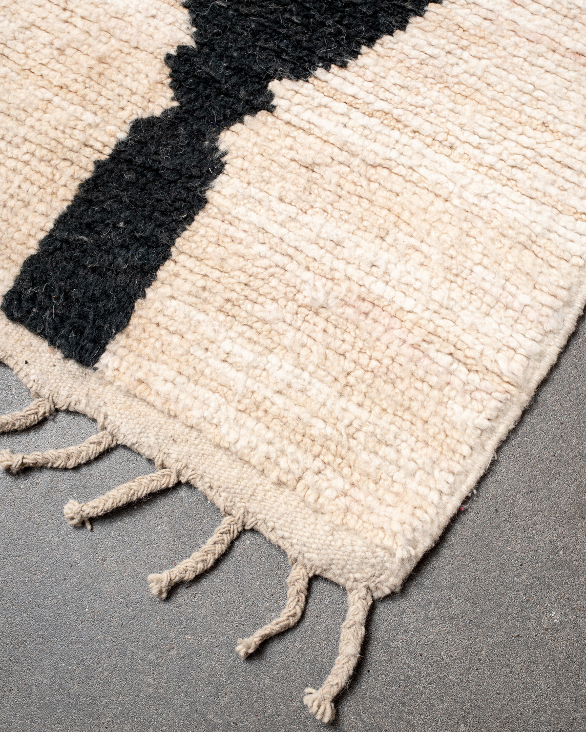 Modern, designer, handcrafted Berber runner rug from Morocco. Vintage carpet with beautiful colours and patterns and fluffy texture.