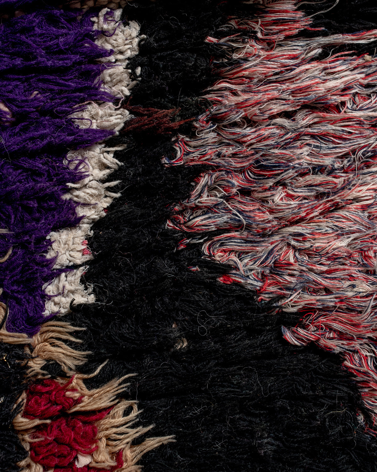 Modern designer vintage handcrafted Berber rug from Morocco. Boucherouite runner rug with beautiful colors and patterns.