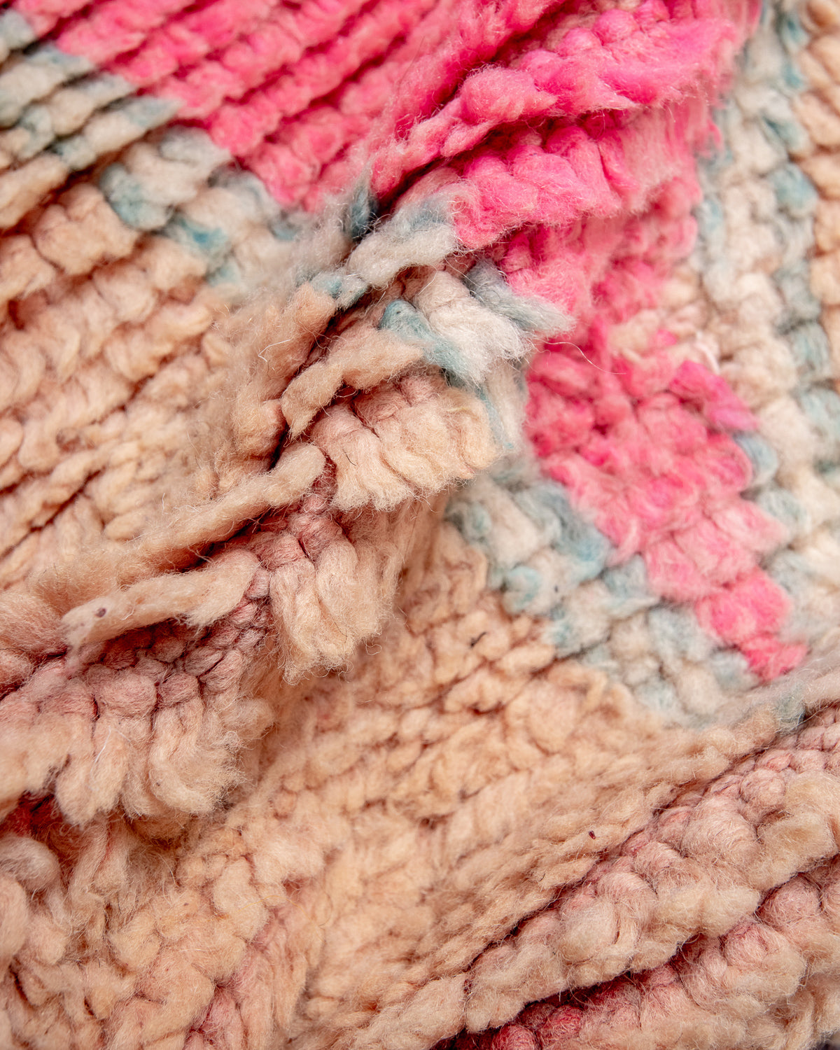 Modern, designer, handcrafted Berber runner rug from Morocco. Vintage carpet with beautiful colours and patterns and fluffy texture.