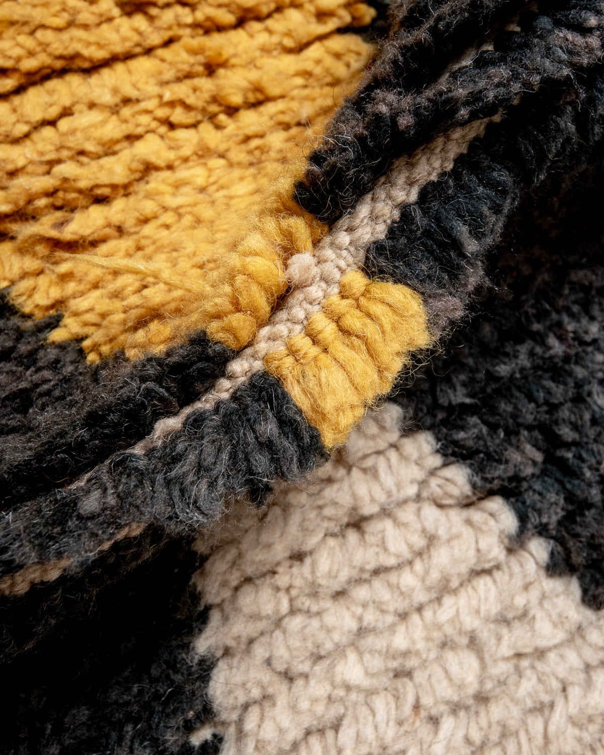 Modern, designer, handcrafted Berber runner rug from Morocco. Vintage carpet with beautiful colours and patterns and fluffy texture.