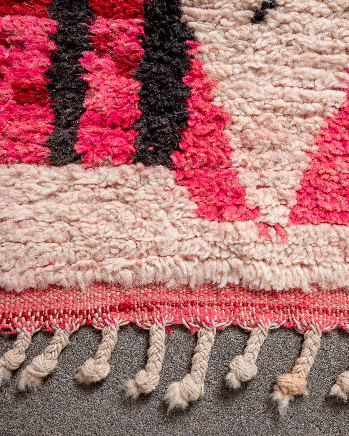 Modern, designer, handcrafted Berber runner rug from Morocco. Vintage carpet with beautiful colours and patterns and fluffy texture.