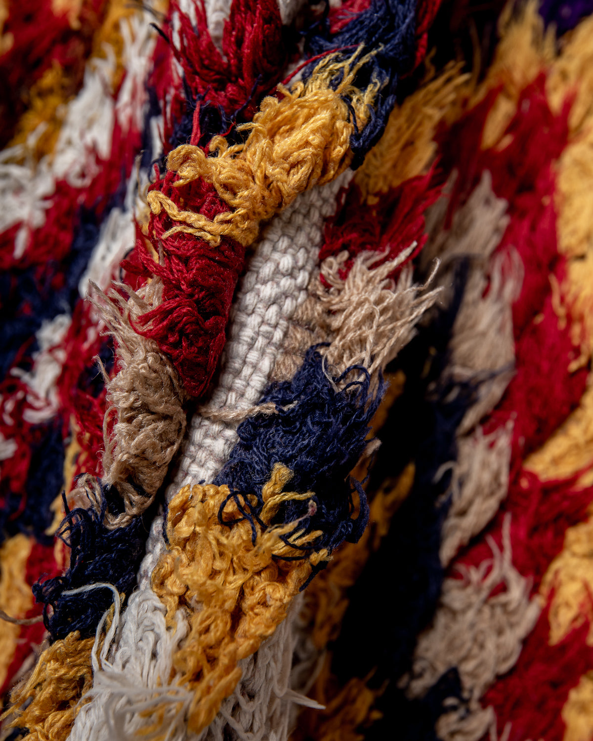 Modern designer vintage handcrafted Berber rug from Morocco. Boucherouite runner rug with beautiful colors and patterns.