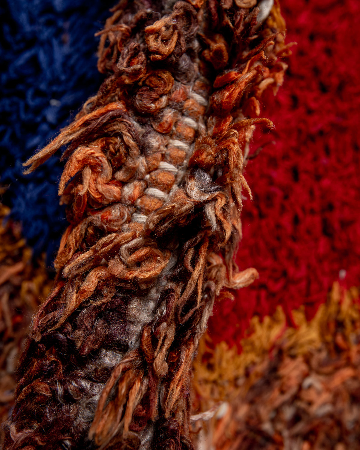 Modern designer vintage handcrafted Berber rug from Morocco. Boucherouite runner rug with beautiful colors and patterns.