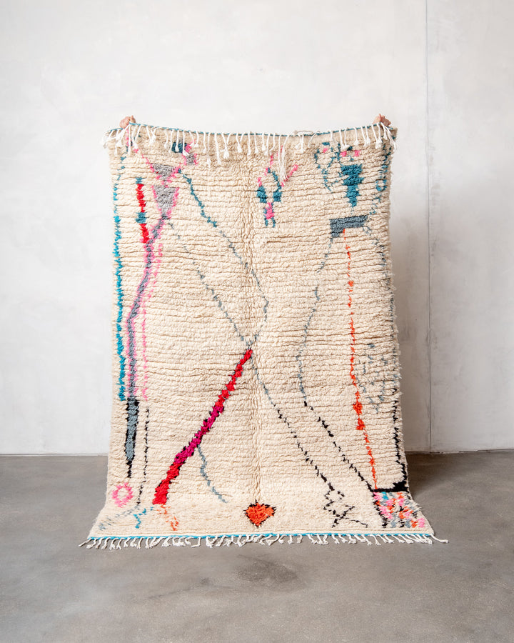 Modern designer handcrafted Berber rug from morocco Azilal with beautiful colors and patterns