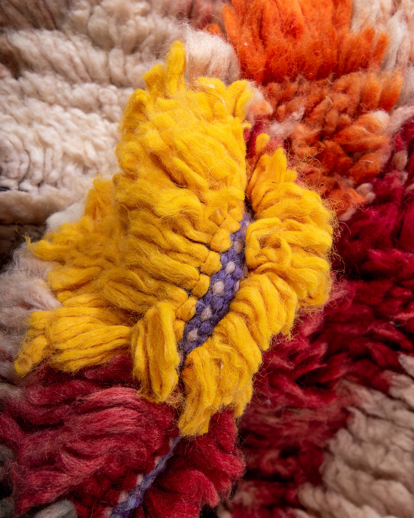 Modern designer handcrafted Berber rug from Morocco. Boujed with beautiful colors and patterns.