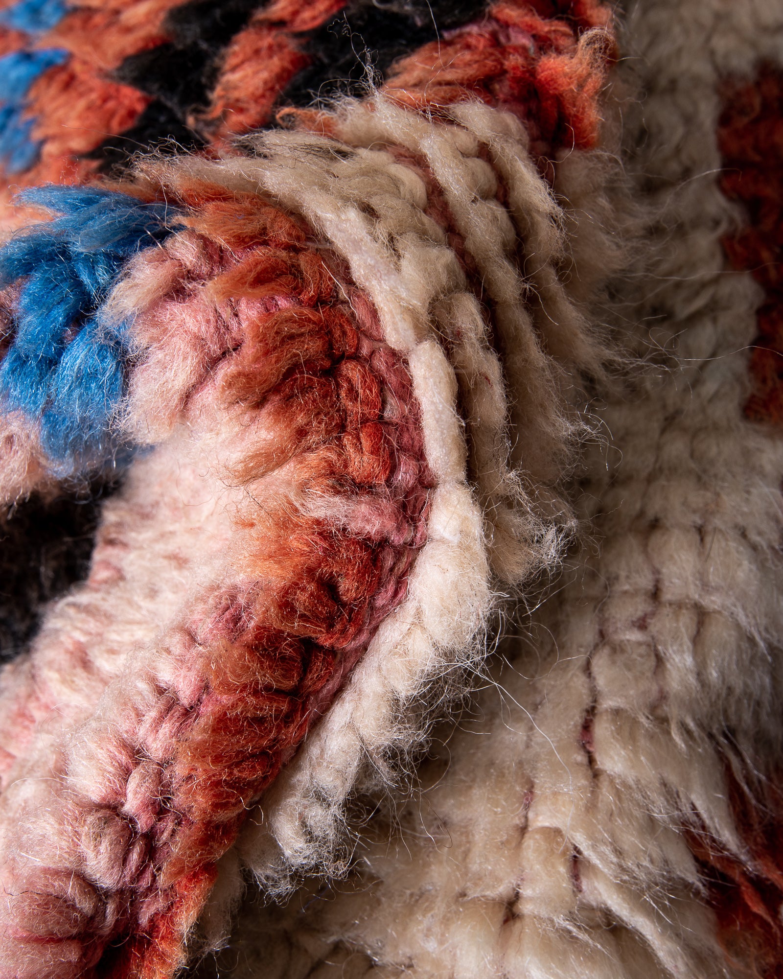 Modern designer handcrafted Berber rug from Morocco. Boujed with beautiful colors and patterns.