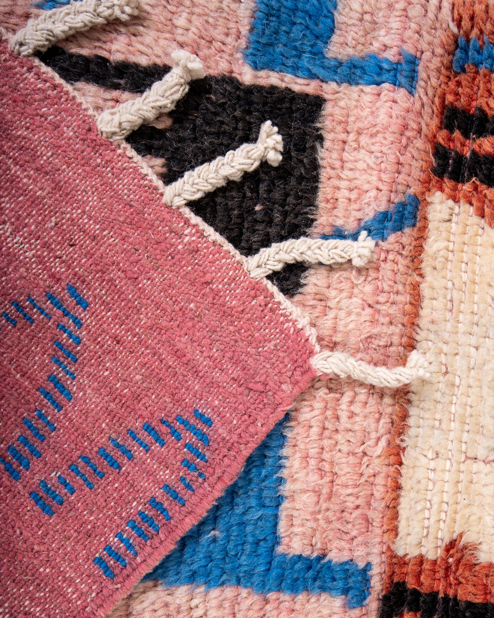 Modern designer handcrafted Berber rug from Morocco. Boujed with beautiful colors and patterns.