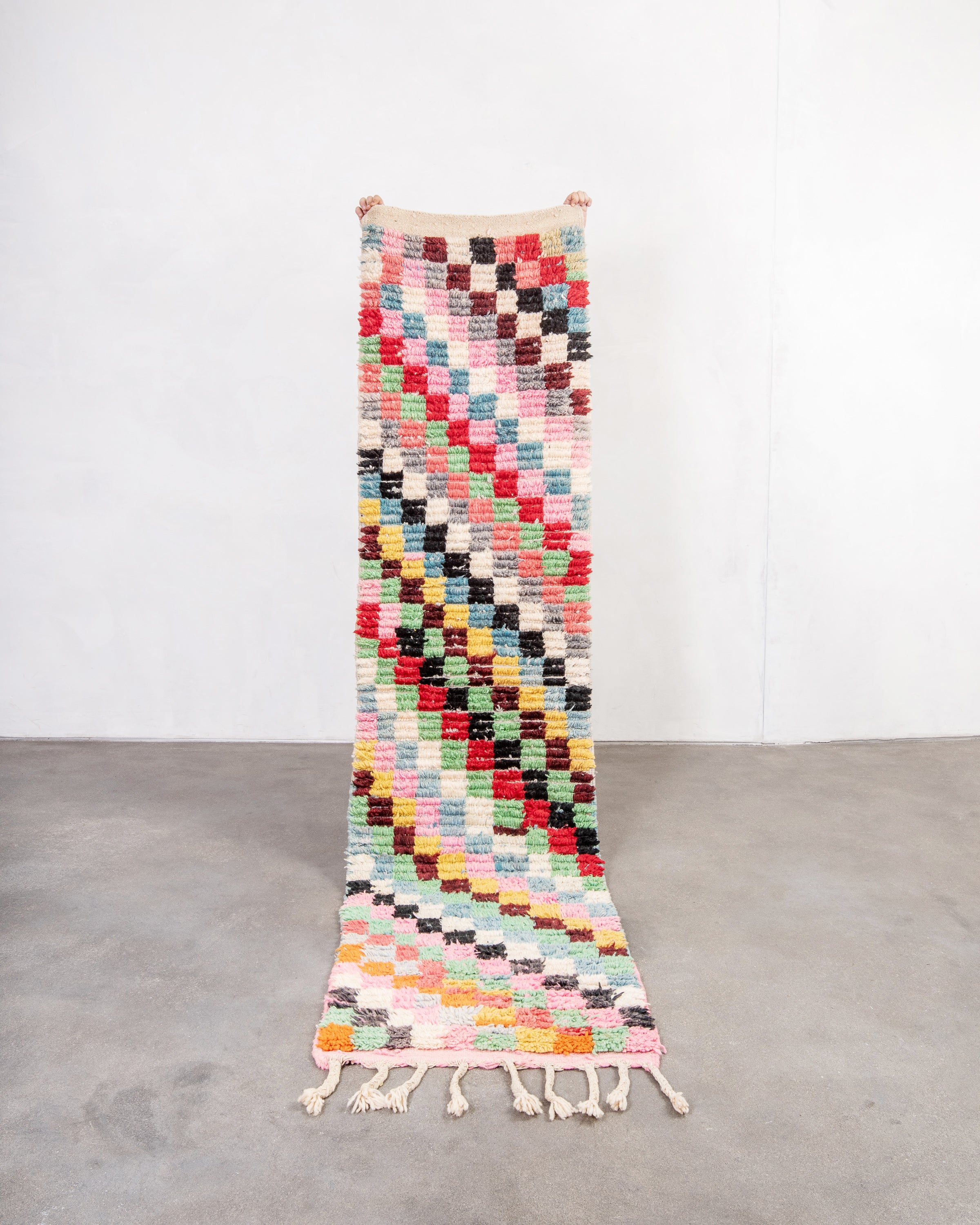 Modern designer handcrafted Berber rug from morocco Boujed with beautiful colors and patterns