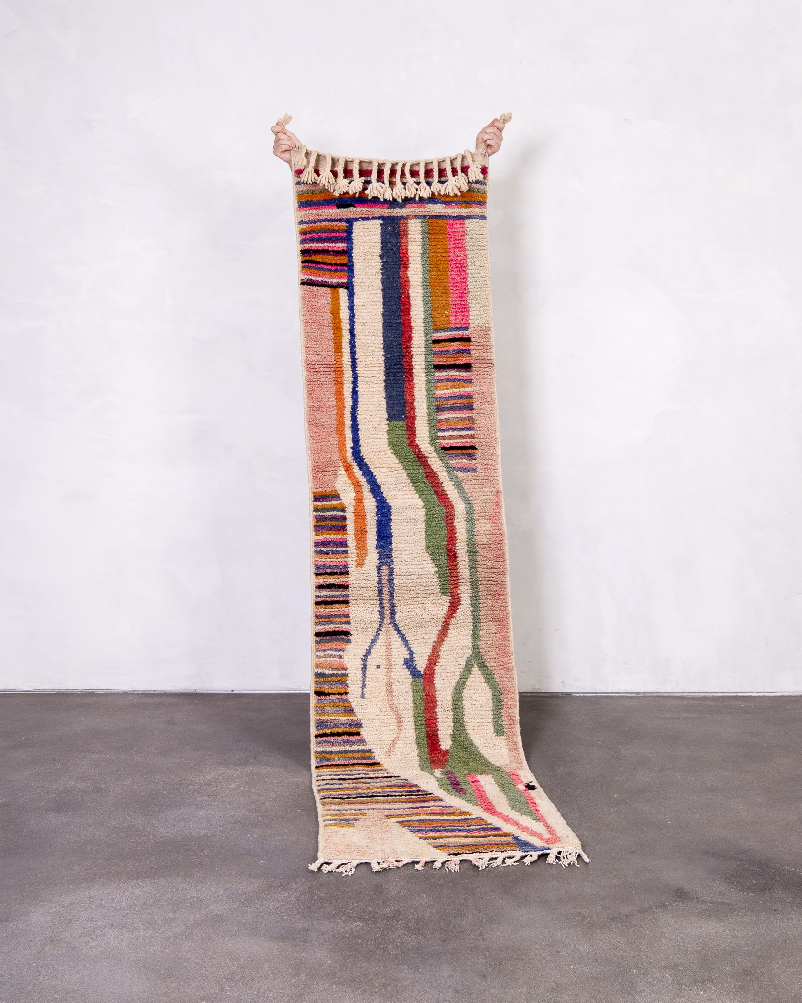Modern designer handcrafted Berber rug from morocco Boujed with beautiful colors and patterns