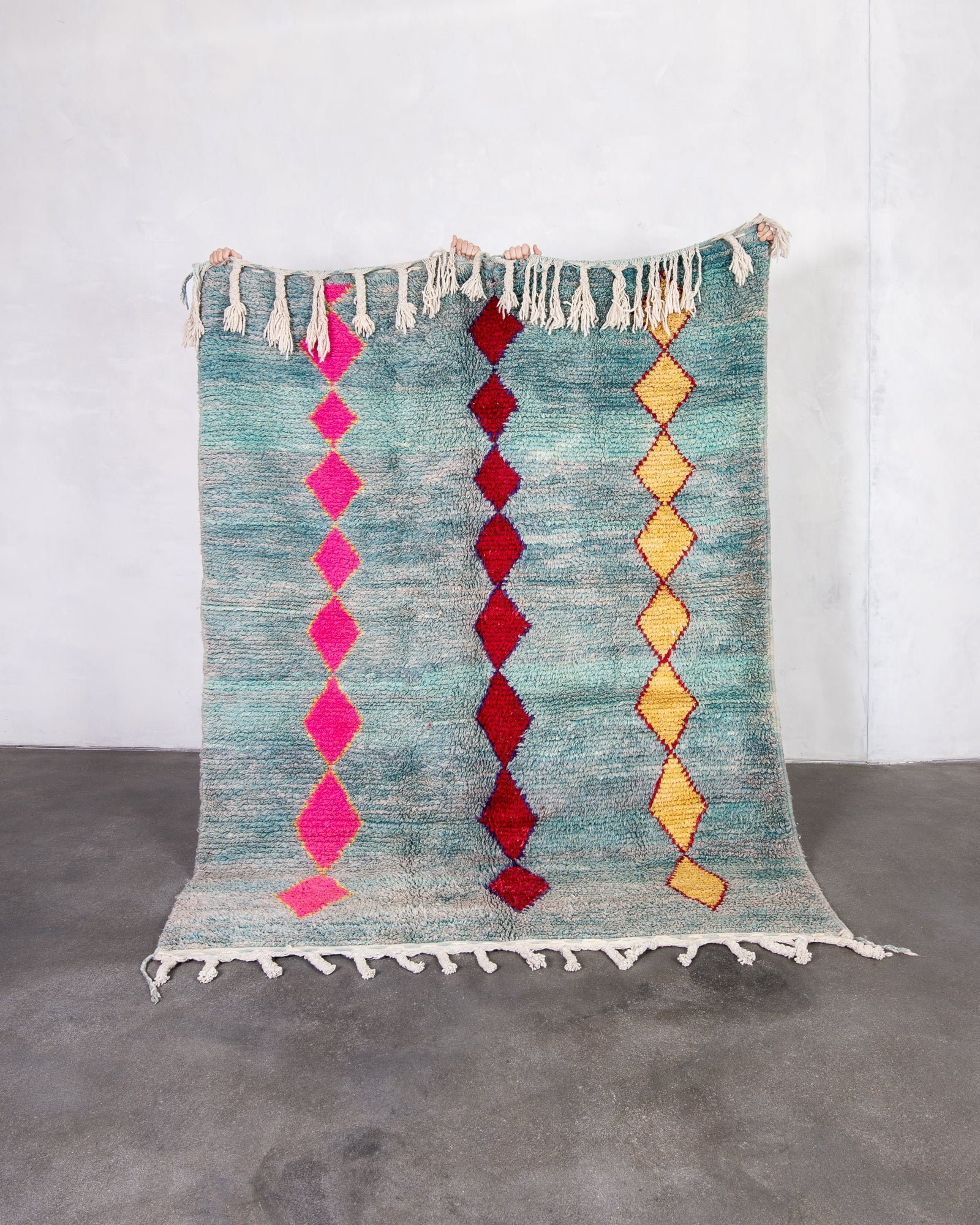 Modern designer handcrafted Berber rug from morocco Boujed with beautiful colors and patterns
