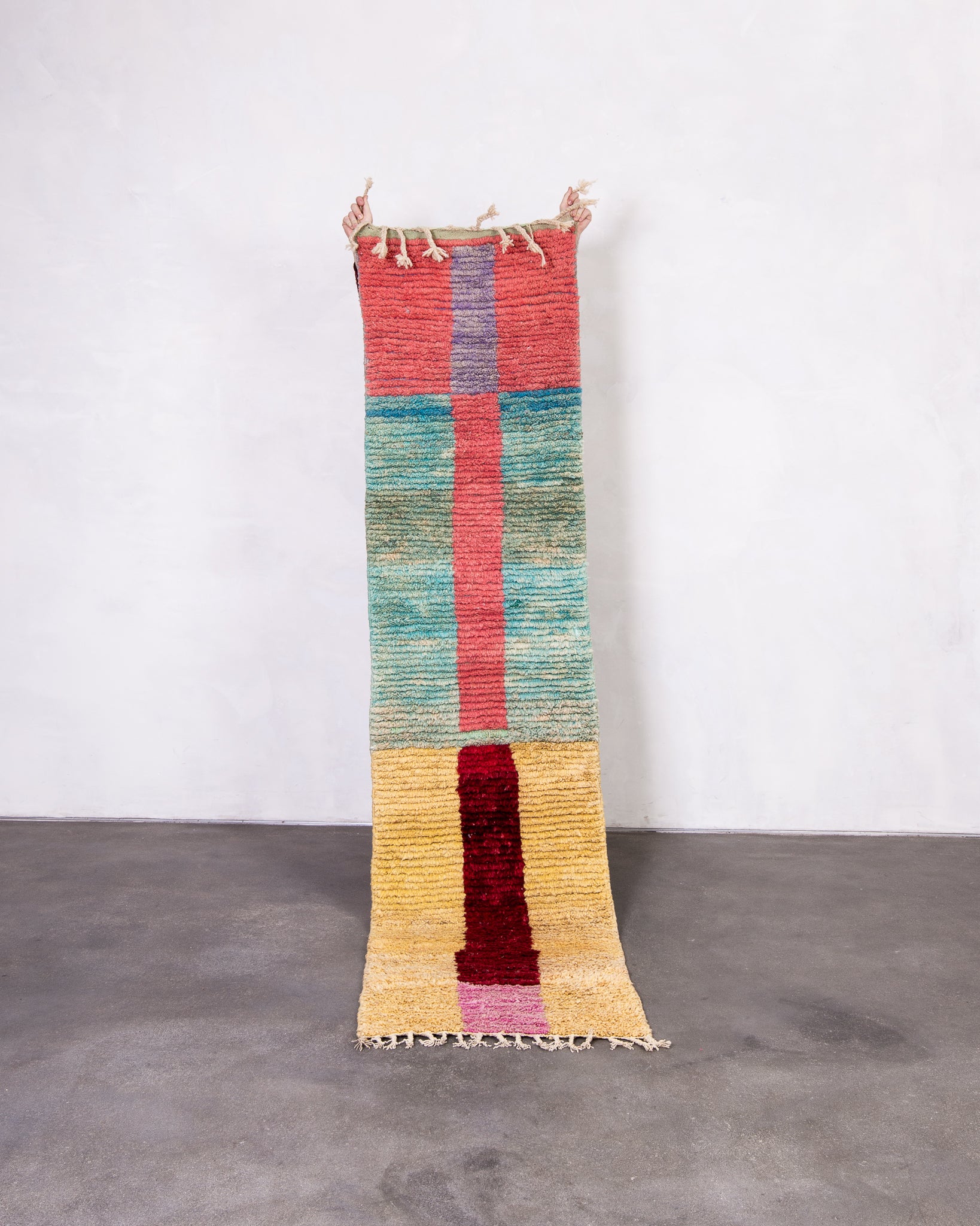 Modern designer handcrafted Berber rug from morocco Boujed with beautiful colors and patterns