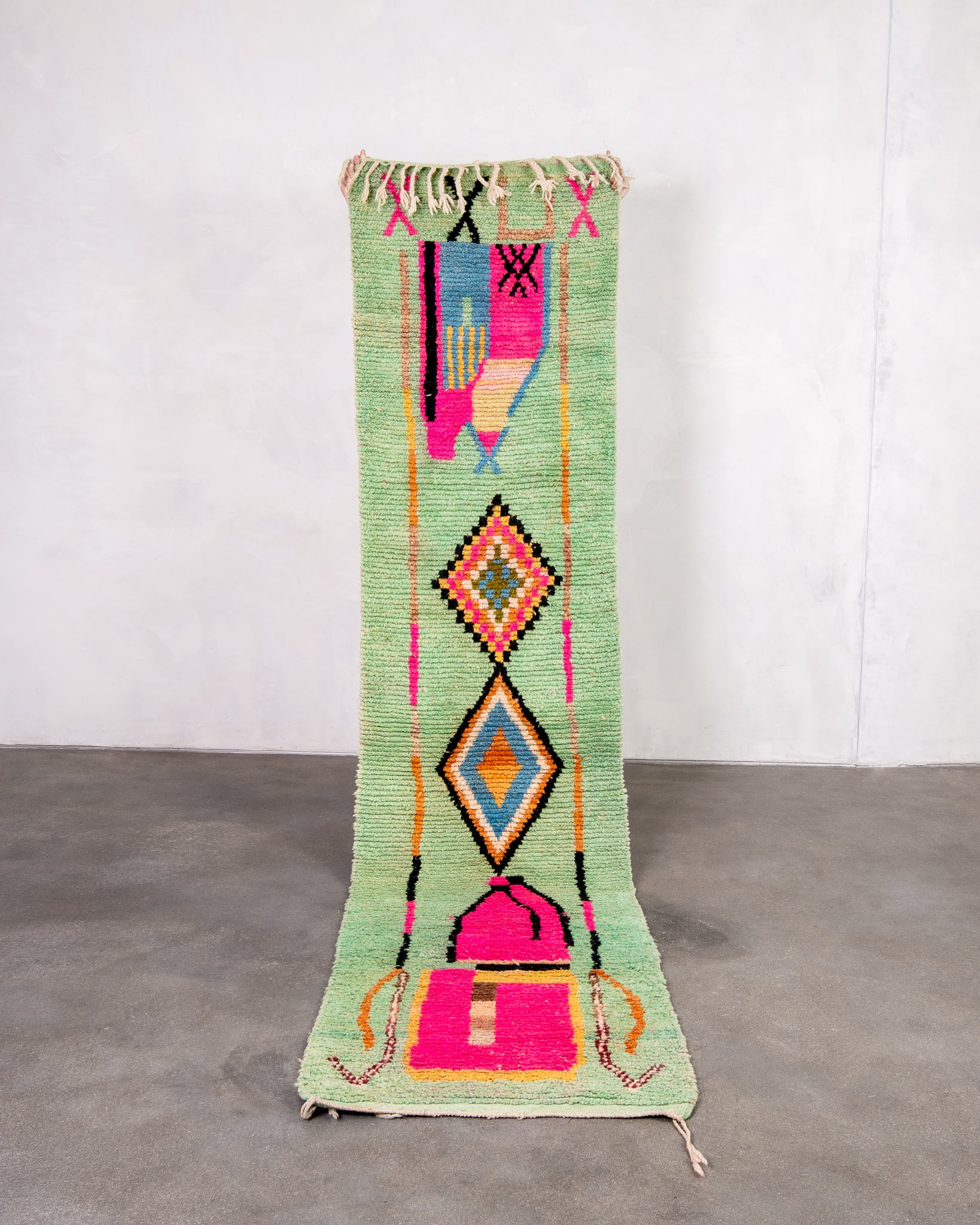 Modern designer handcrafted Berber rug from morocco Boujed with beautiful colors and patterns