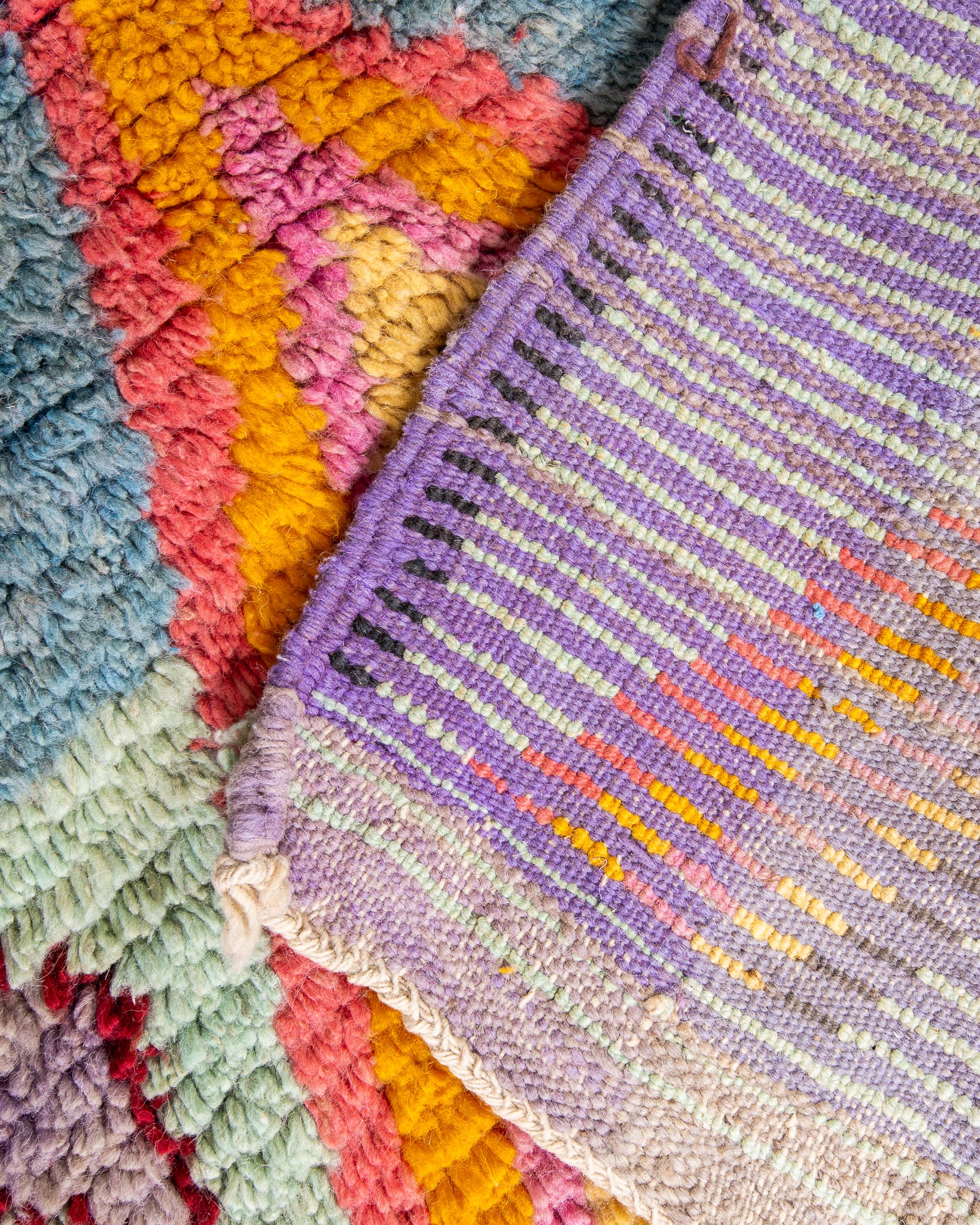 Modern designer handcrafted Berber rug from morocco Boujed with beautiful colors and patterns