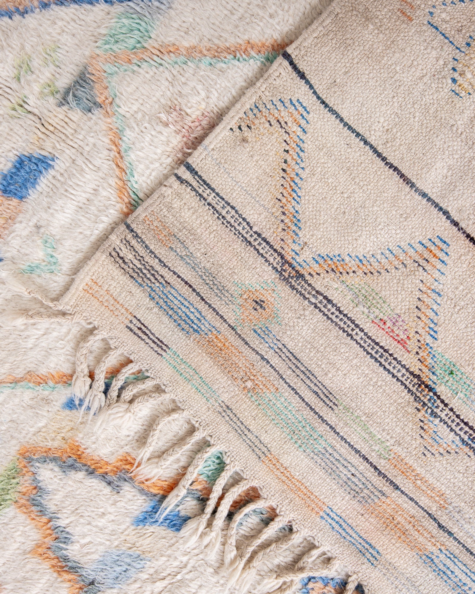 Modern designer handcrafted Berber rug from morocco Boujed with beautiful colors and patterns