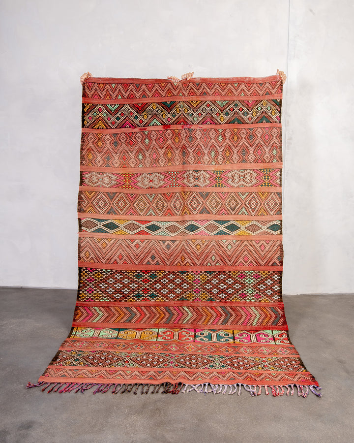 Modern designer handcrafted Berber rug from morocco Kelim with beautiful colors and patterns