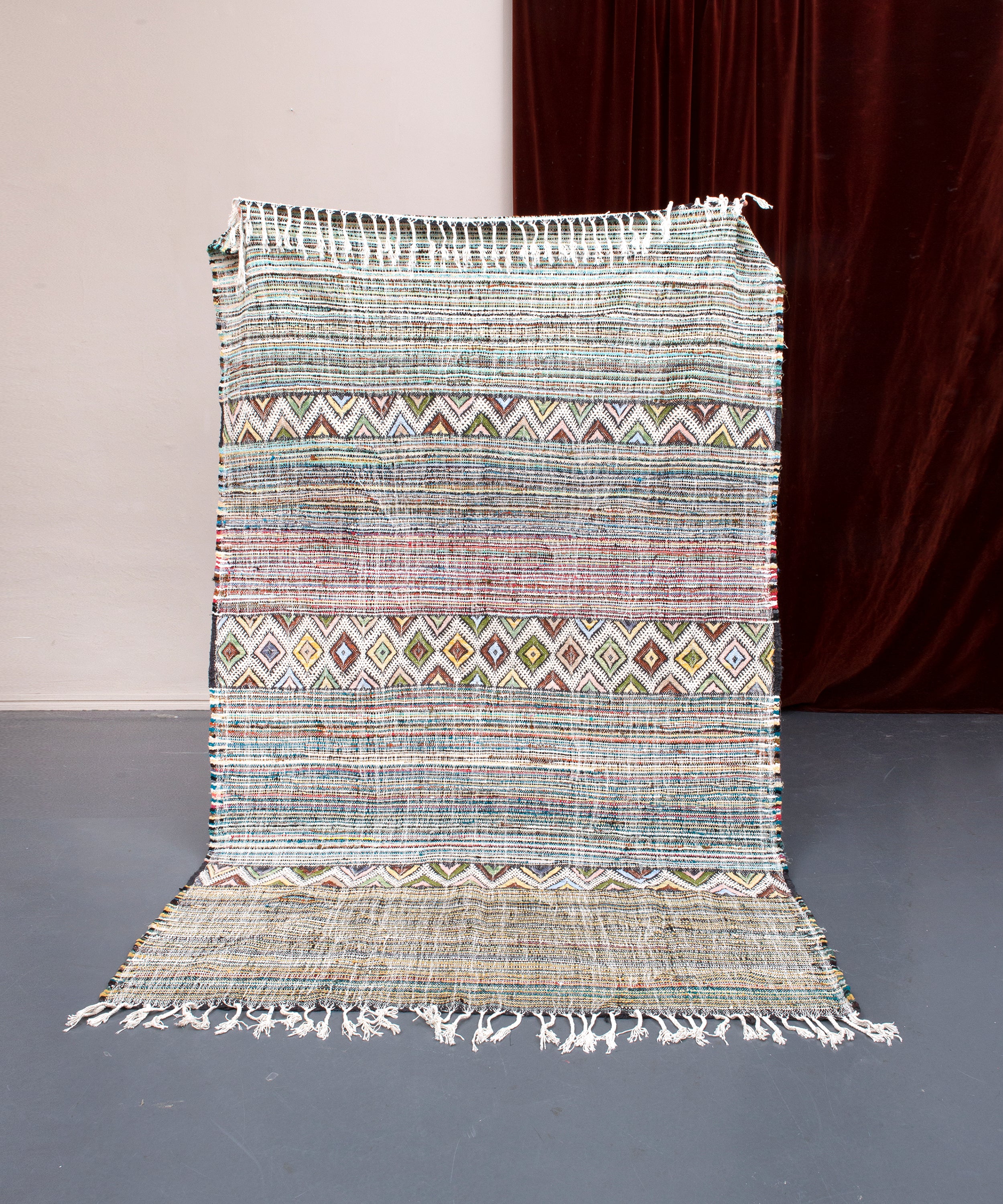 Modern designer handcrafted Berber rug from morocco Kelim with beautiful colors and patterns