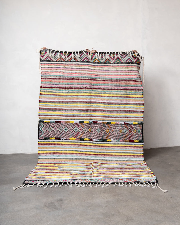 Modern, designer, handcrafted Berber rug from Morocco. Kelim carpet with beautiful designs and robust flat weave. 100% wool.